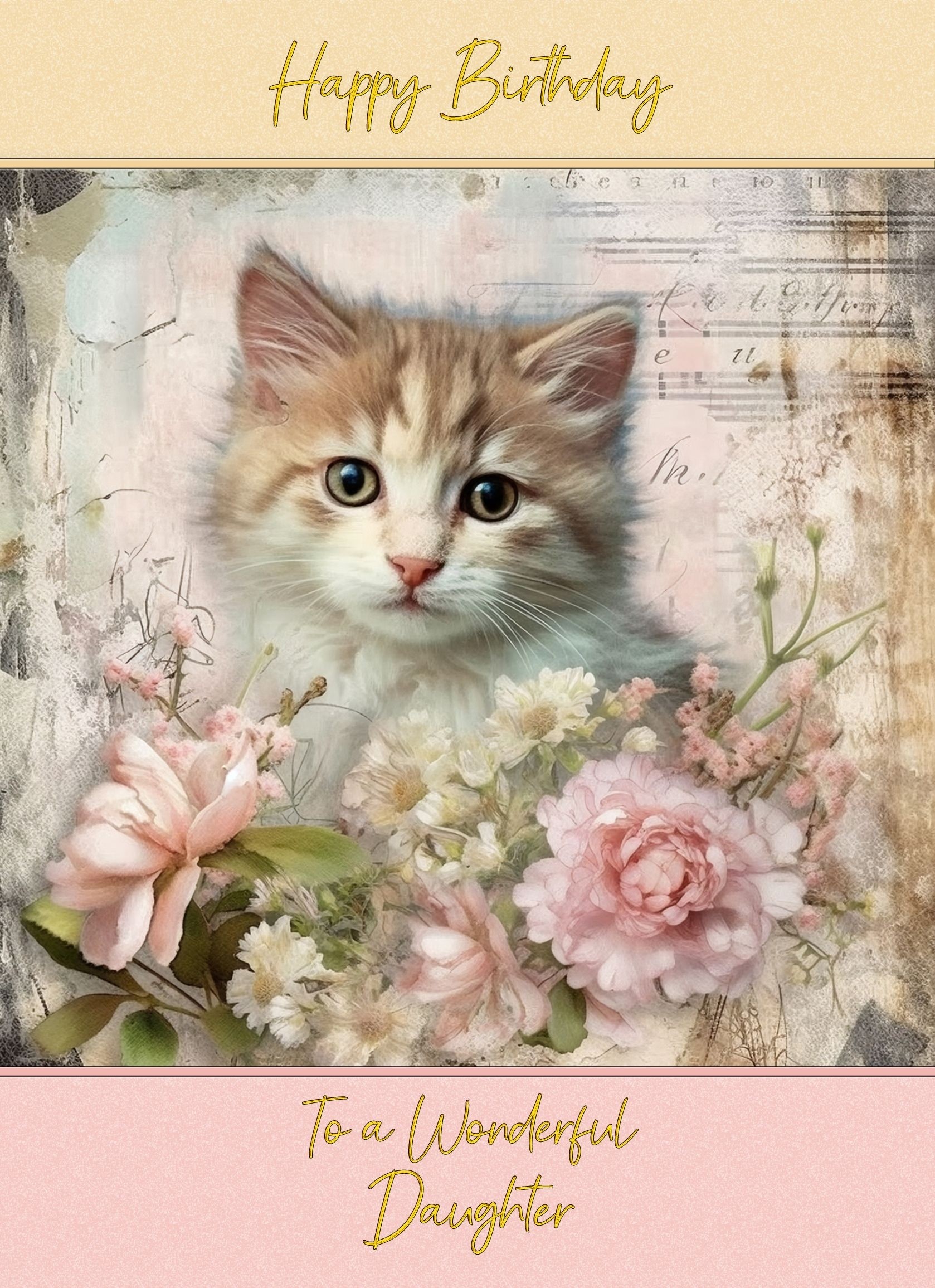 Cat Art Birthday Card for Daughter (Design 3)