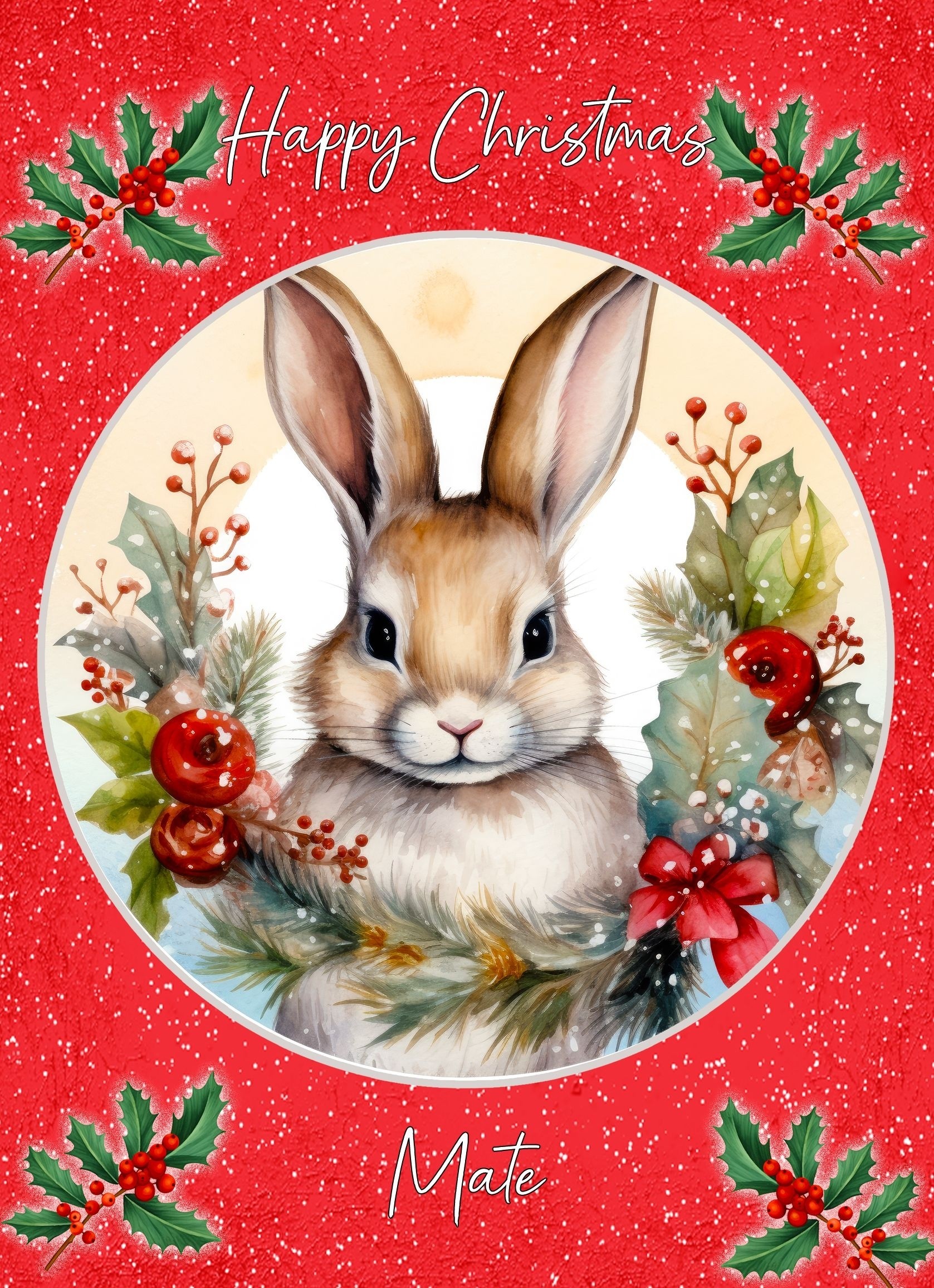 Christmas Card For Mate (Globe, Rabbit)