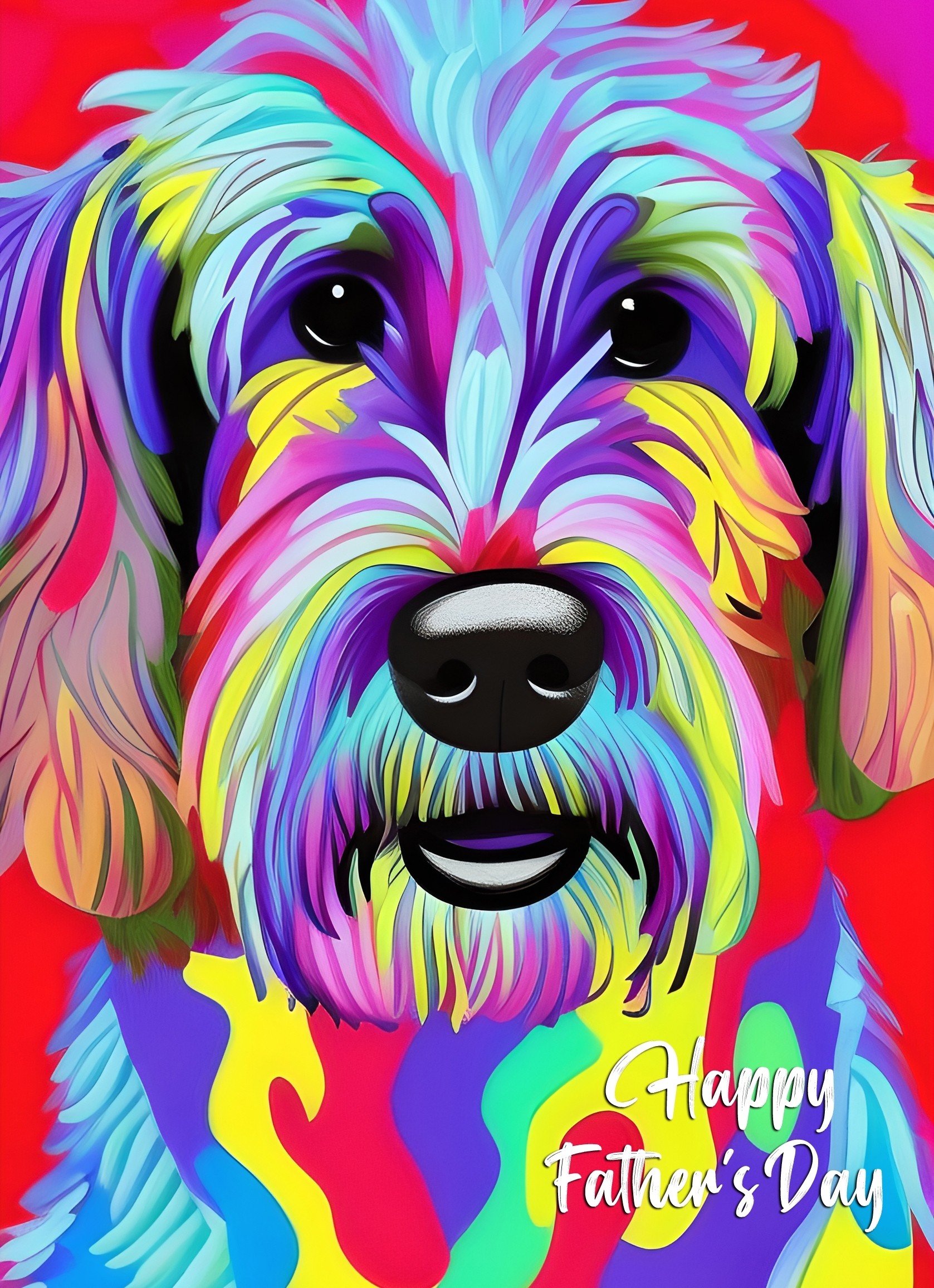Labradoodle Dog Colourful Abstract Art Fathers Day Card