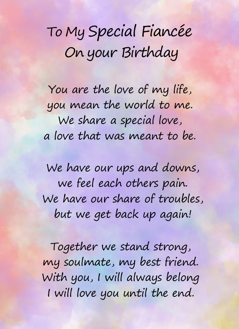 Romantic Birthday Verse Poem Card (Special Fiancee)
