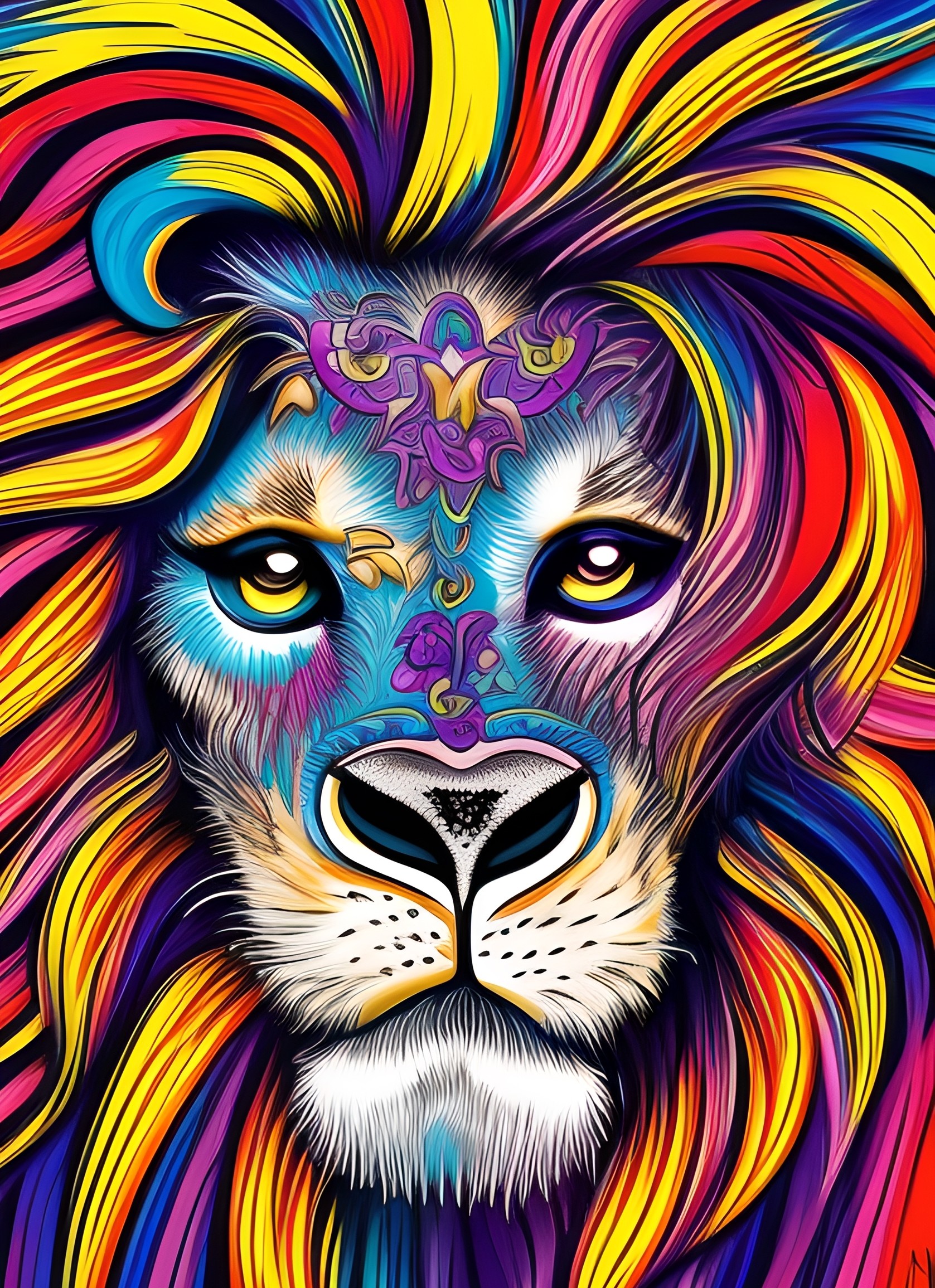 Lion Colourful Art Blank Greeting Card