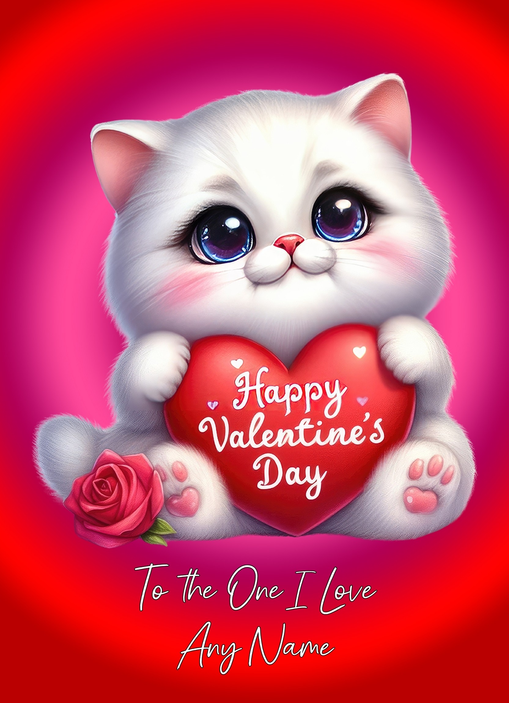 Personalised Valentines Day Card for One I Love (Cat Kitten)