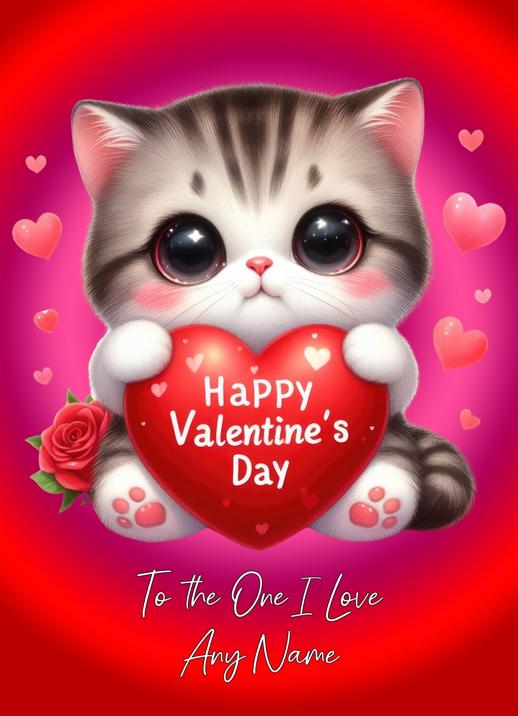 Personalised Valentines Day Card for One I Love (Cat)