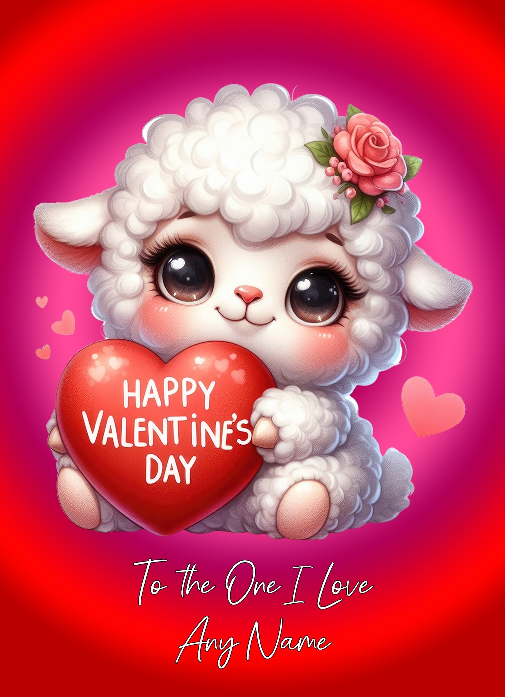 Personalised Valentines Day Card for One I Love (Sheep)