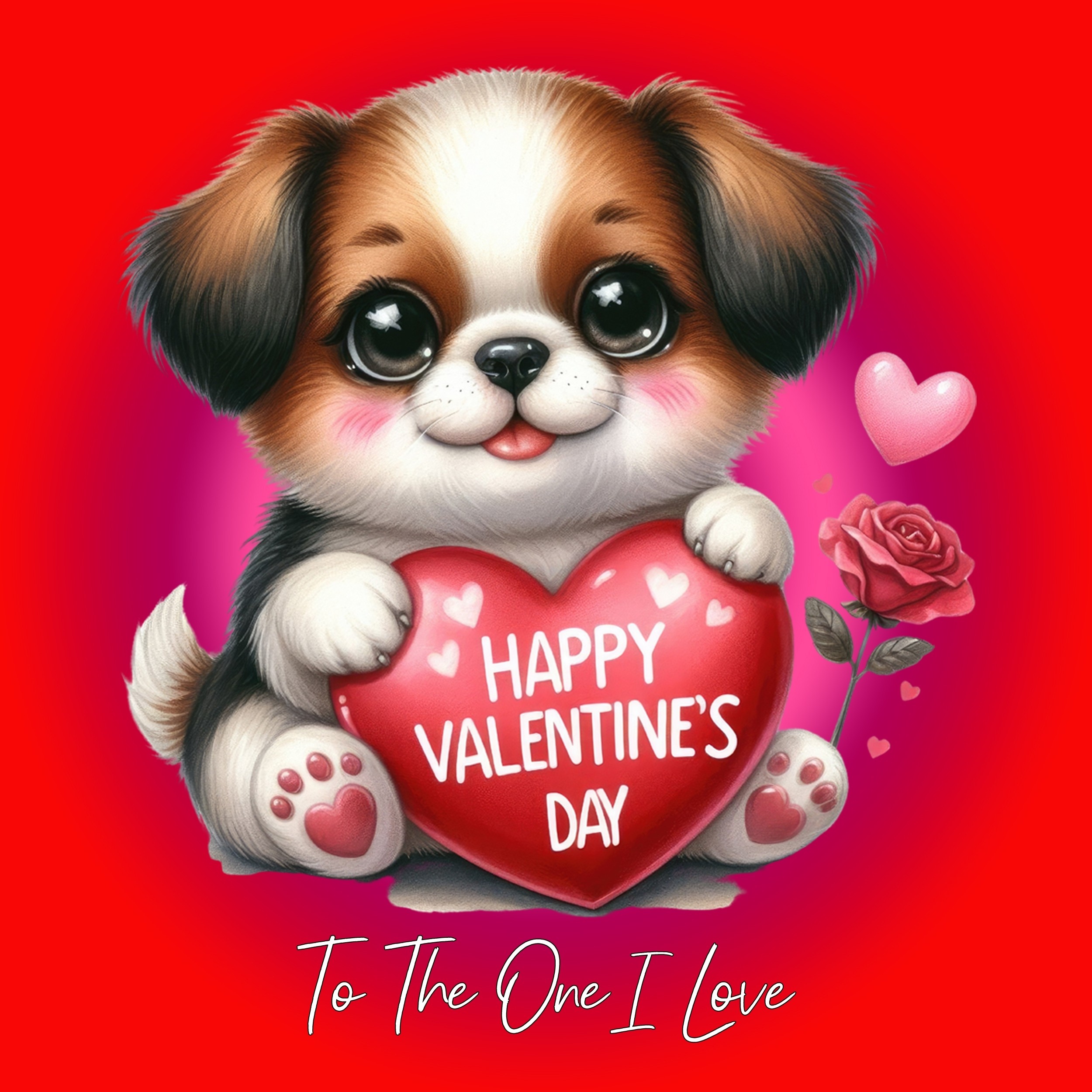 Valentines Day Square Card for One I Love (Dog)
