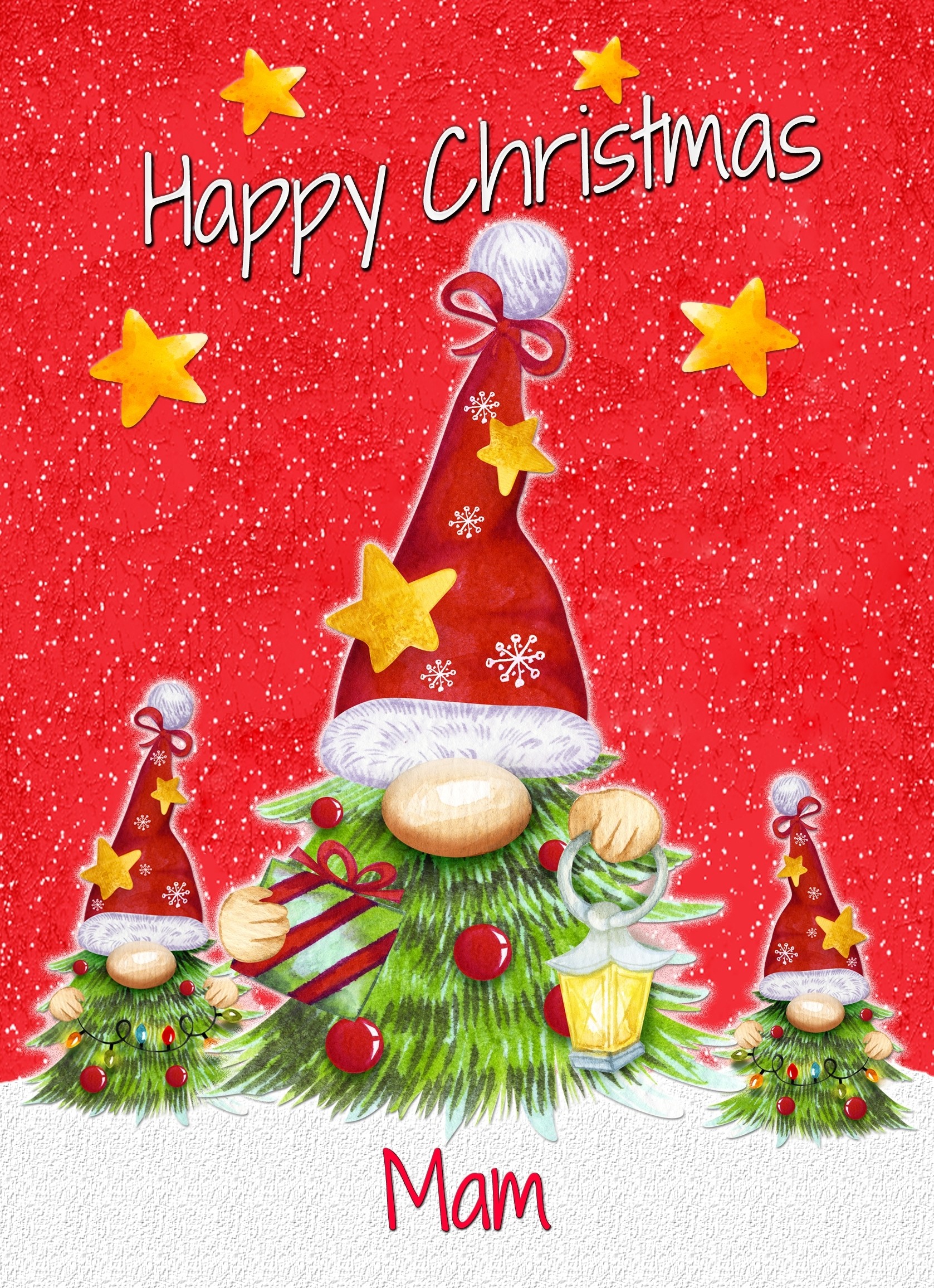 Christmas Card For Mam (Gnome, Red)