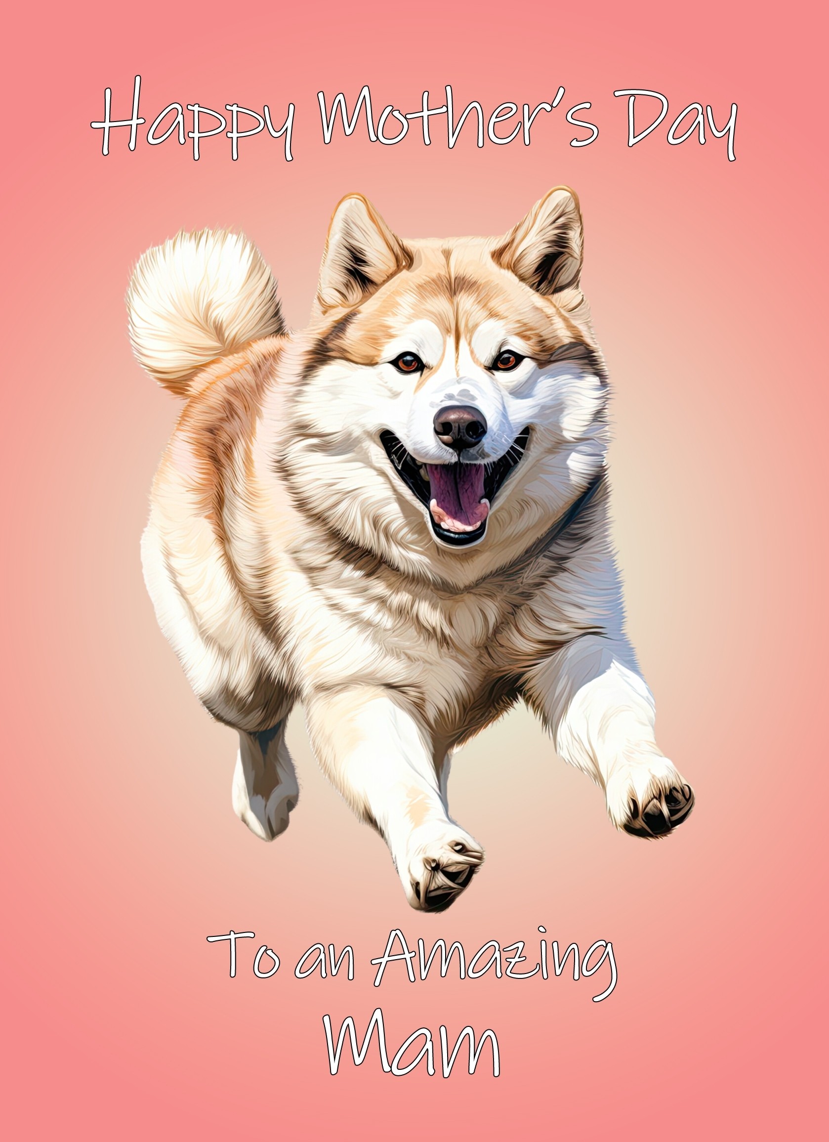 Akita Dog Mothers Day Card For Mam