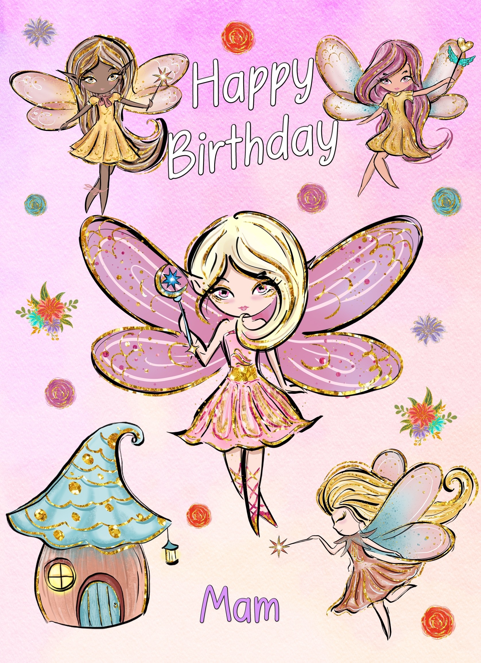 Birthday Card For Mam (Fairies, Princess)
