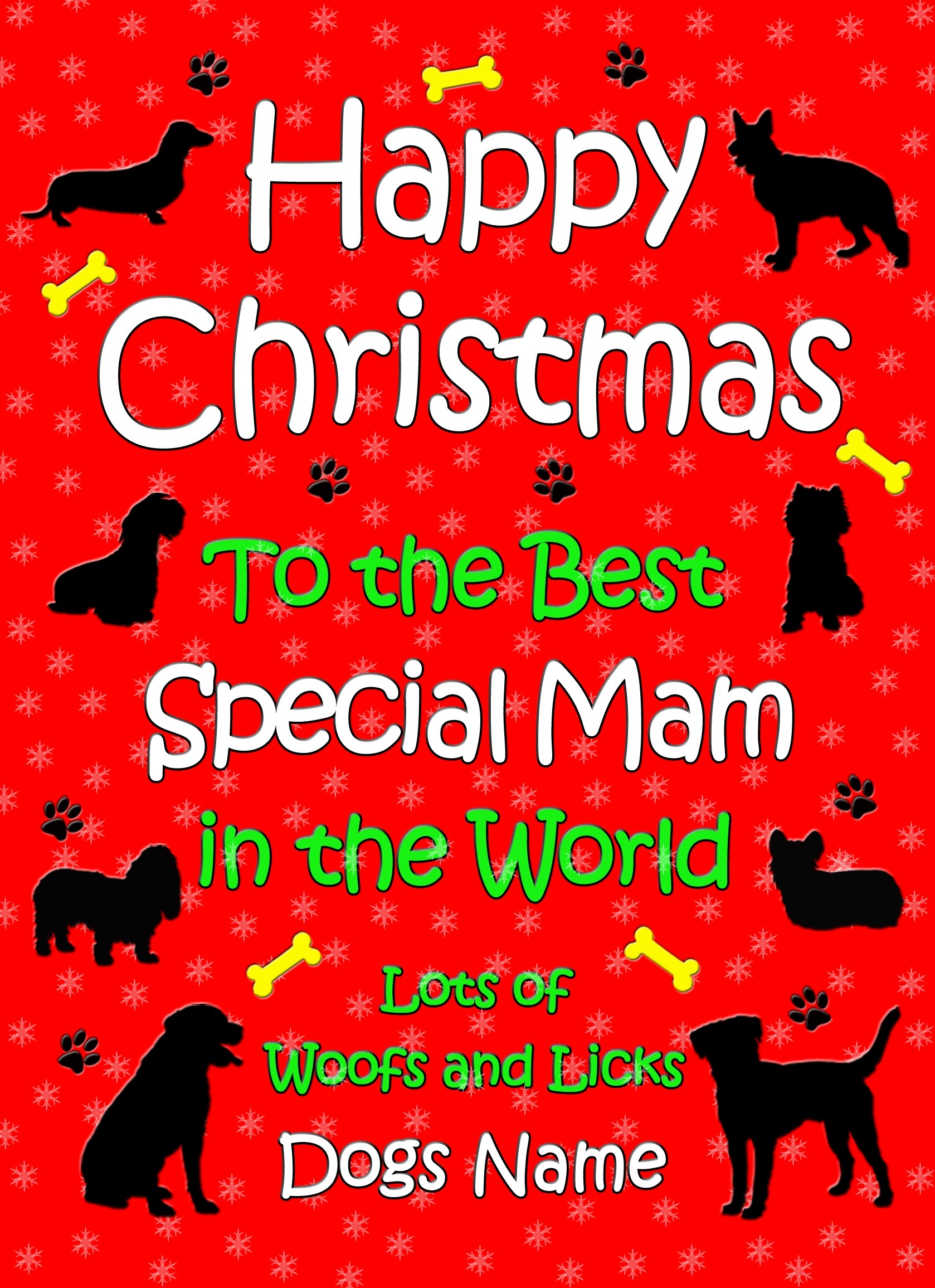Personalised From The Dog Christmas Card (Special Mam, Red)