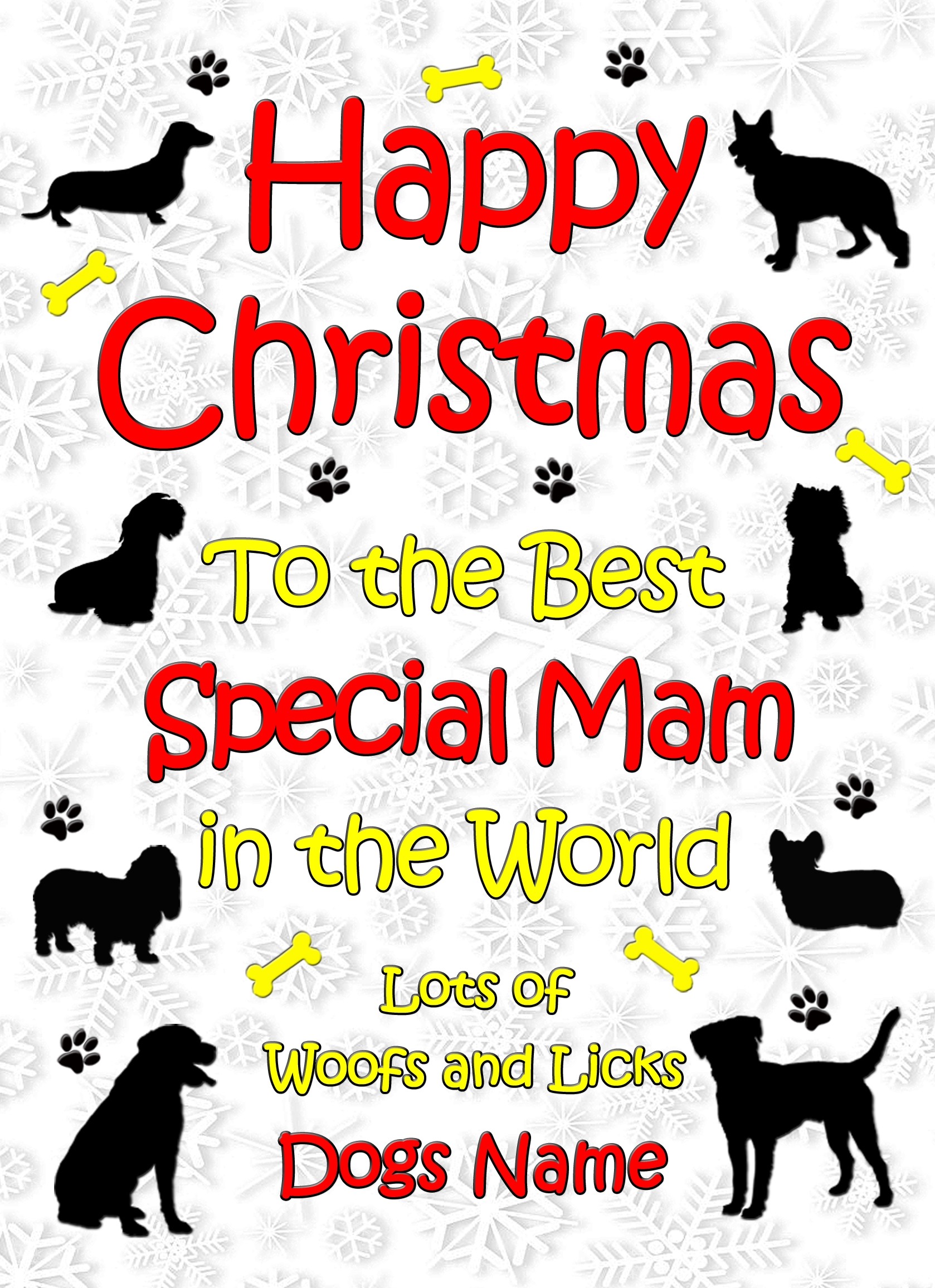 Personalised From The Dog Christmas Card (Special Mam, White)