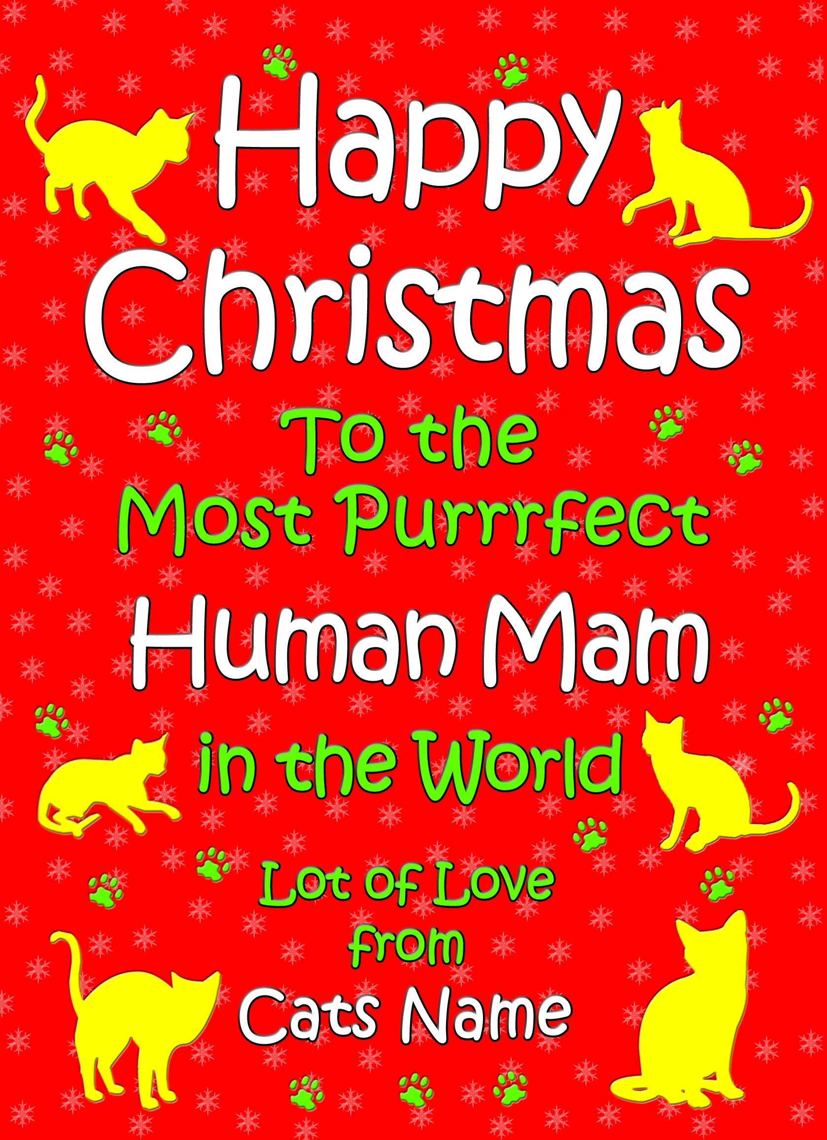 Personalised From The Cat Christmas Card (Human Mam, Red)