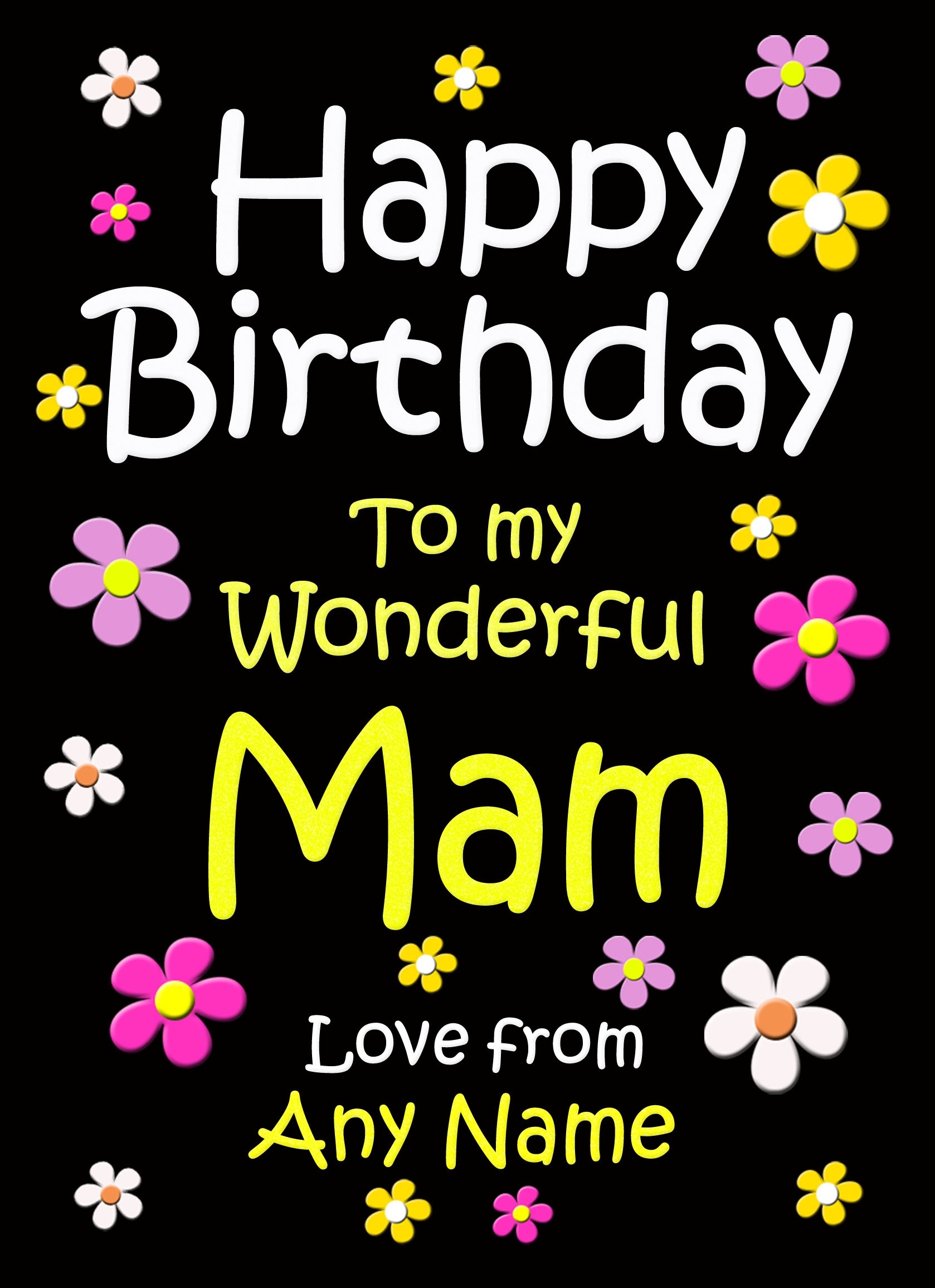 Personalised Mam Birthday Card (Black)