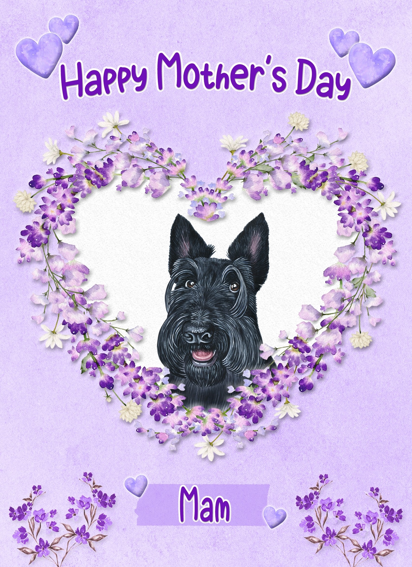 Scottish Terrier Dog Mothers Day Card (Happy Mothers, Mam)
