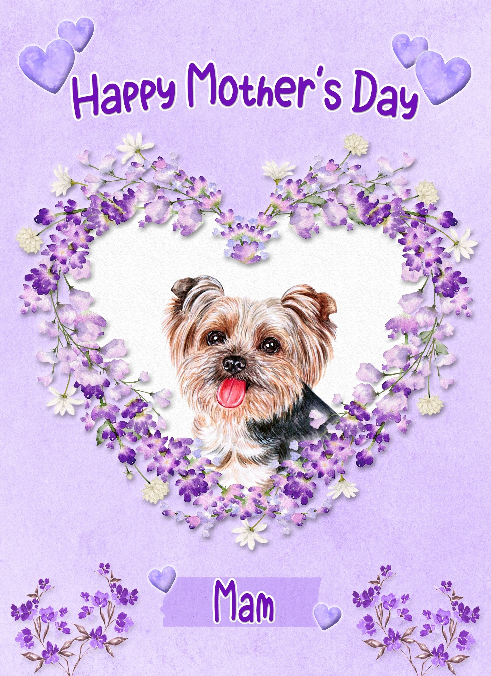 Yorkshire Terrier Dog Mothers Day Card (Happy Mothers, Mam)