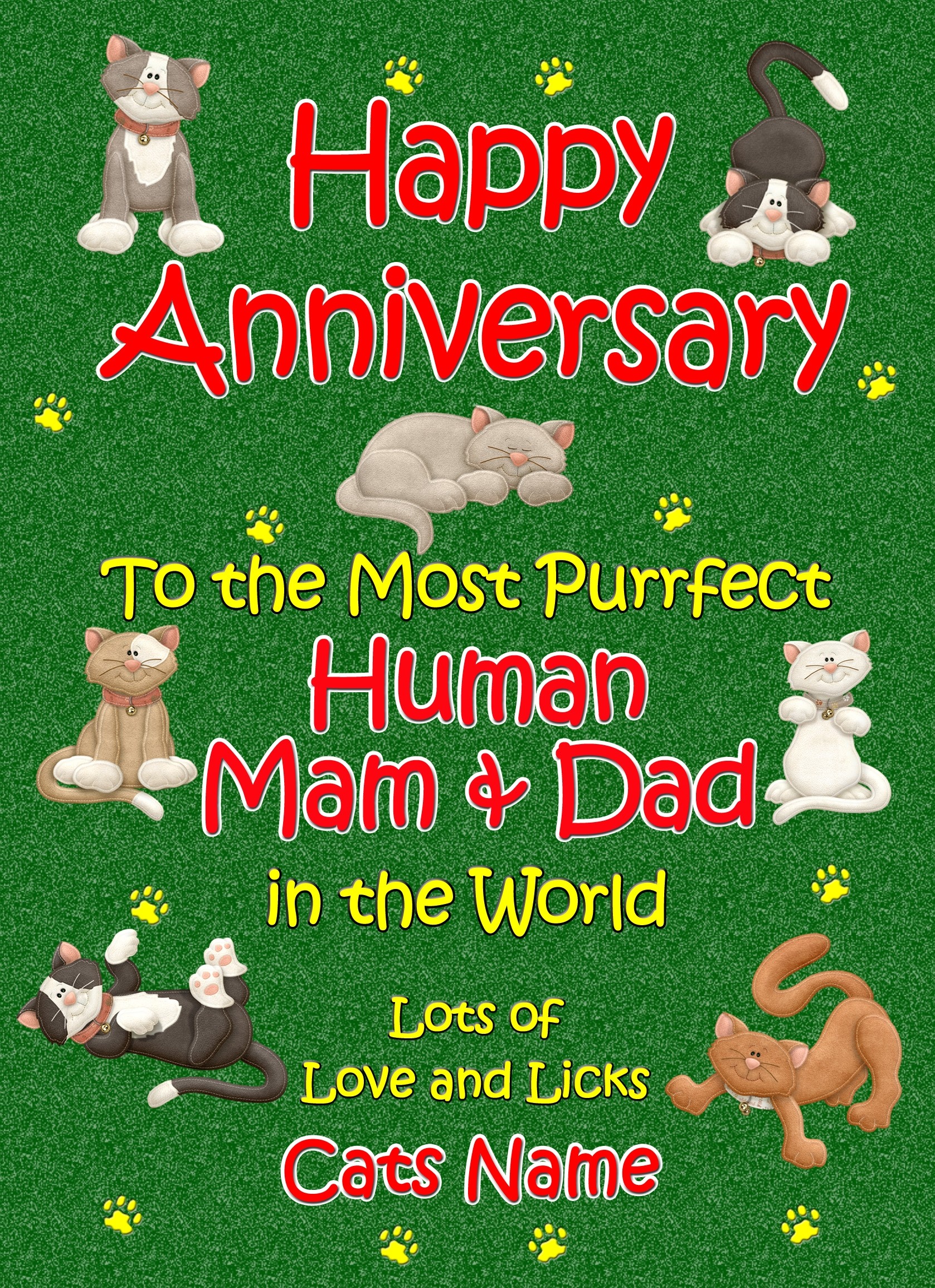 Personalised From The Cat Anniversary Card (Purrfect Mam and Dad)
