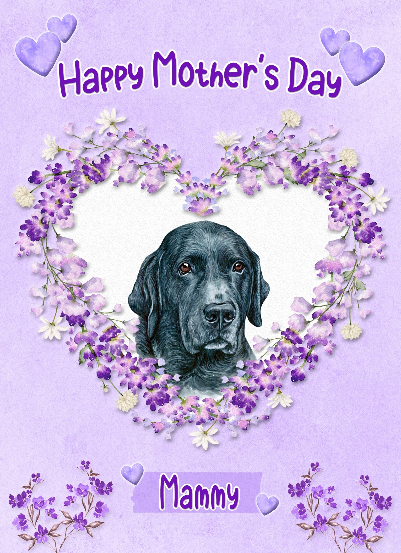 Black Labrador Dog Mothers Day Card (Happy Mothers, Mammy)