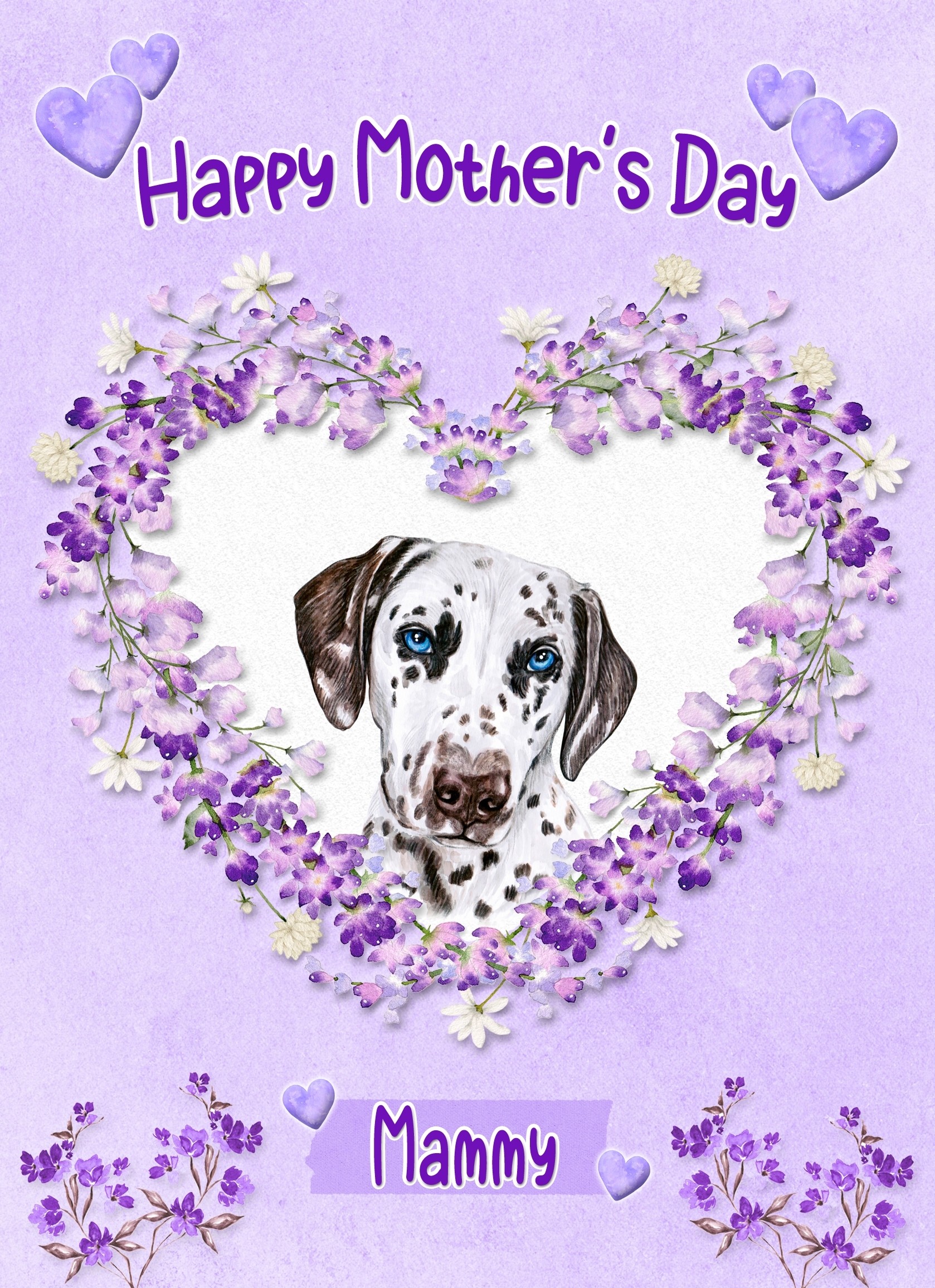 Dalmatian Dog Mothers Day Card (Happy Mothers, Mammy)