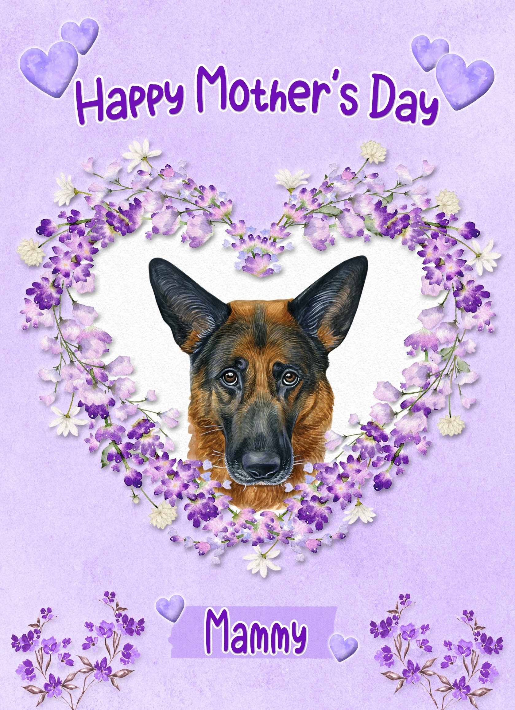 German Shepherd Dog Mothers Day Card (Happy Mothers, Mammy)