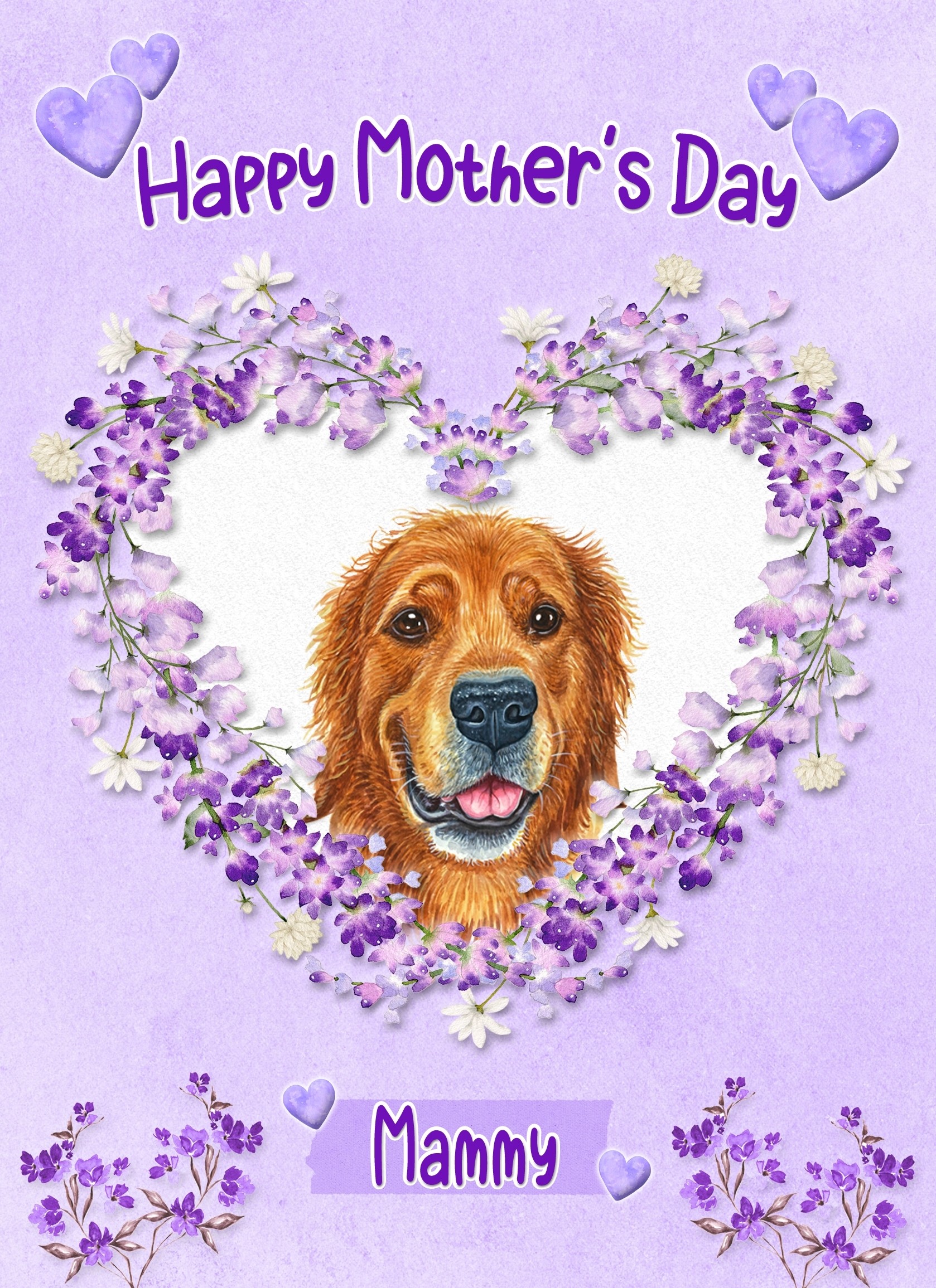 Golden Retriever Dog Mothers Day Card (Happy Mothers, Mammy)