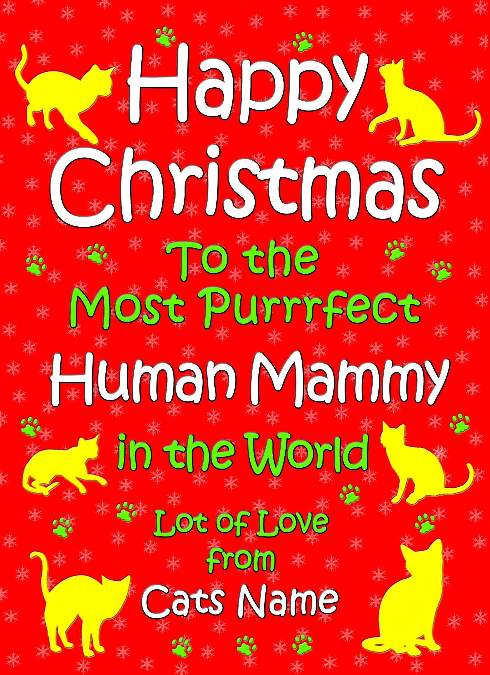 Personalised From The Cat Christmas Card (Human Mammy, Red)