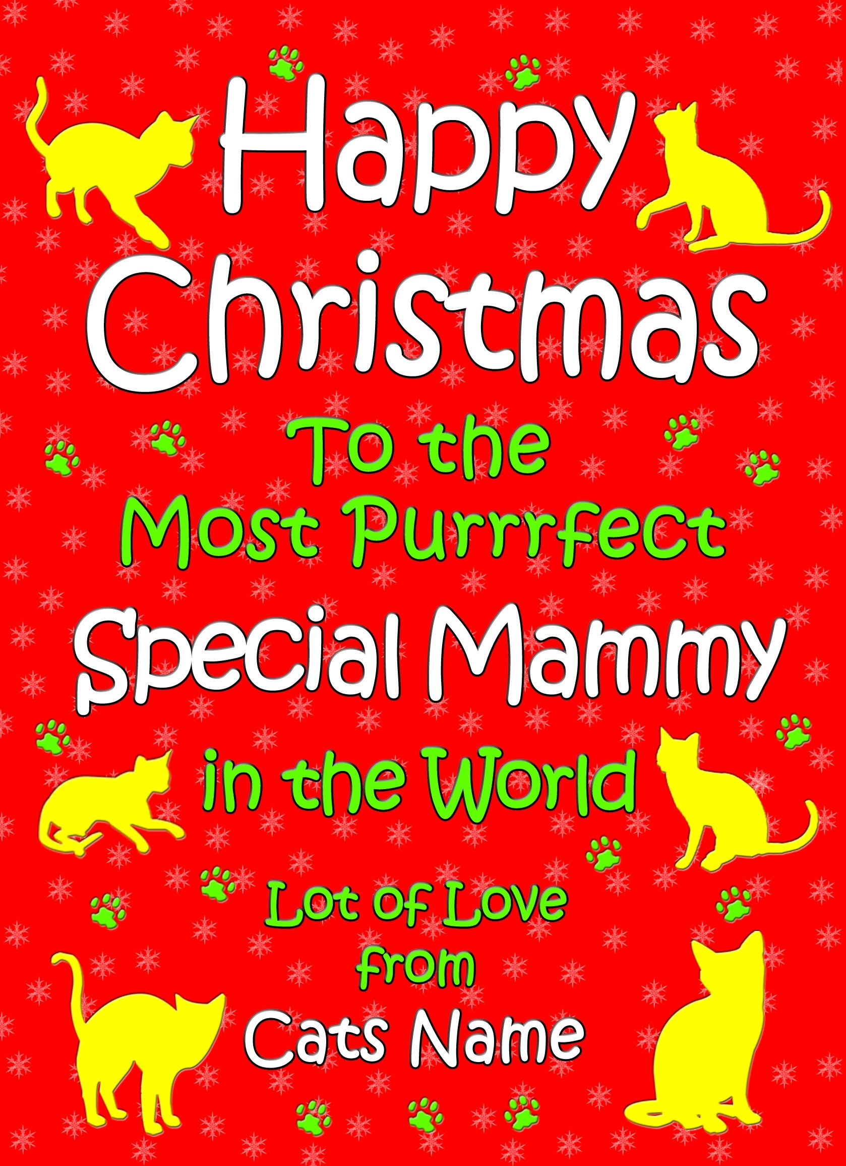 Personalised From The Cat Christmas Card (Special Mammy, Red)