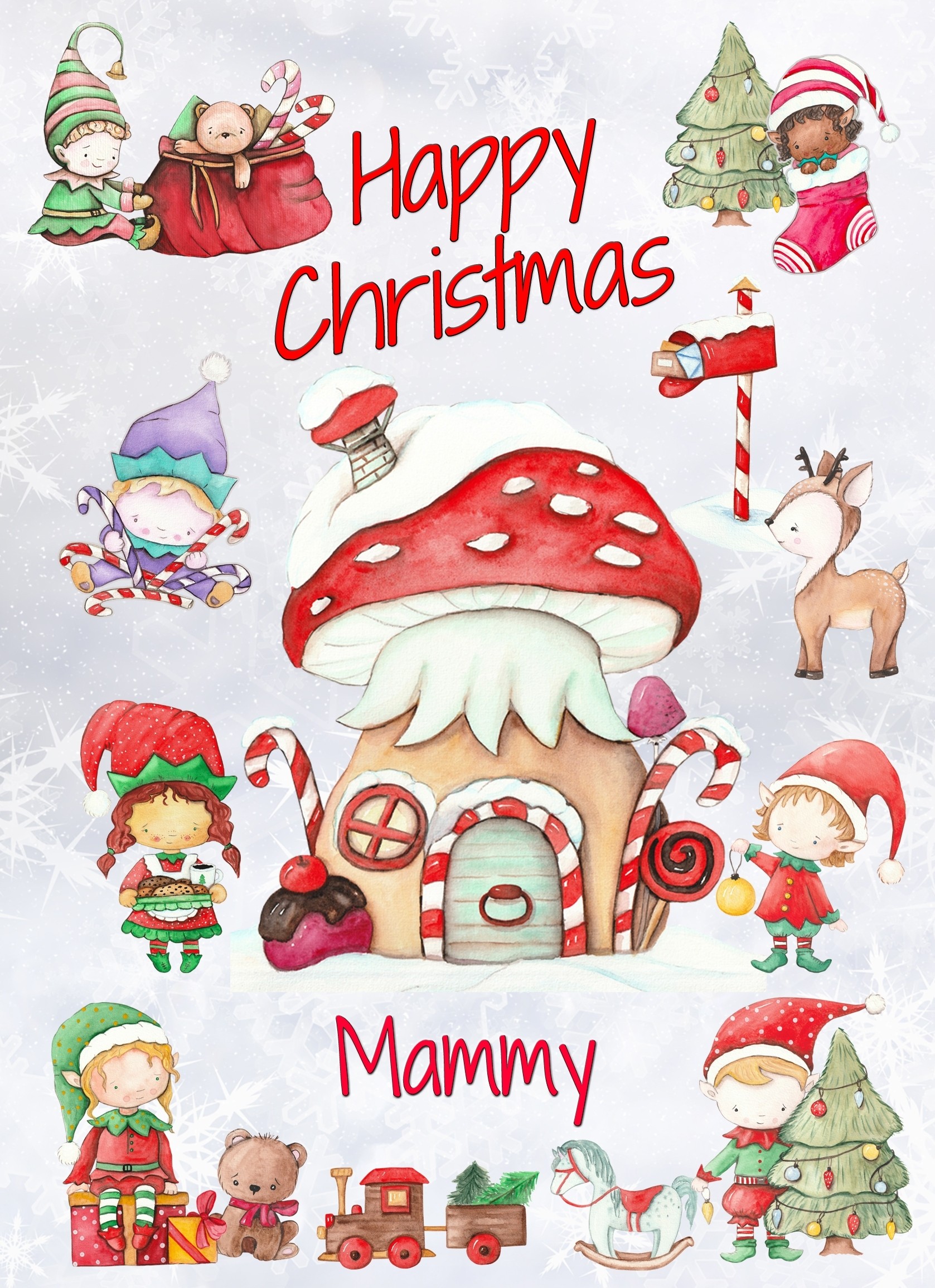 Christmas Card For Mammy (Elf, White)