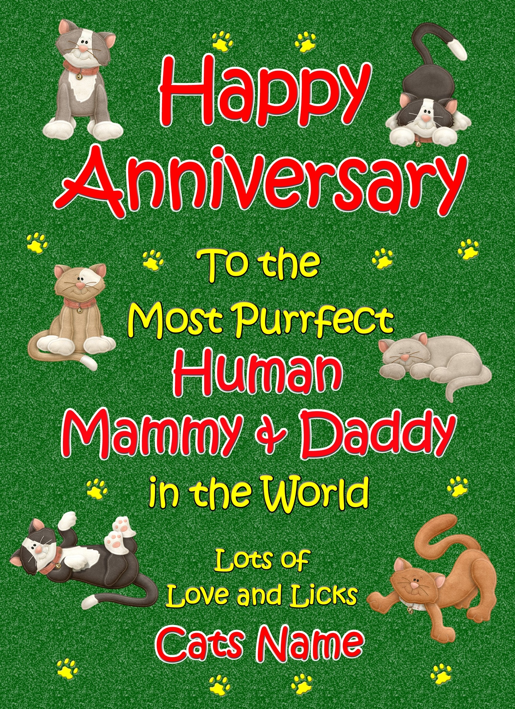 Personalised From The Cat Anniversary Card (Purrfect Mammy and Daddy)