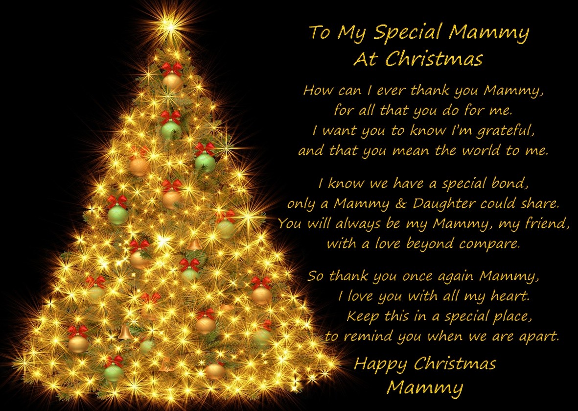 Christmas Verse Poem Greeting Card (Special Mammy, from Daughter, Black)