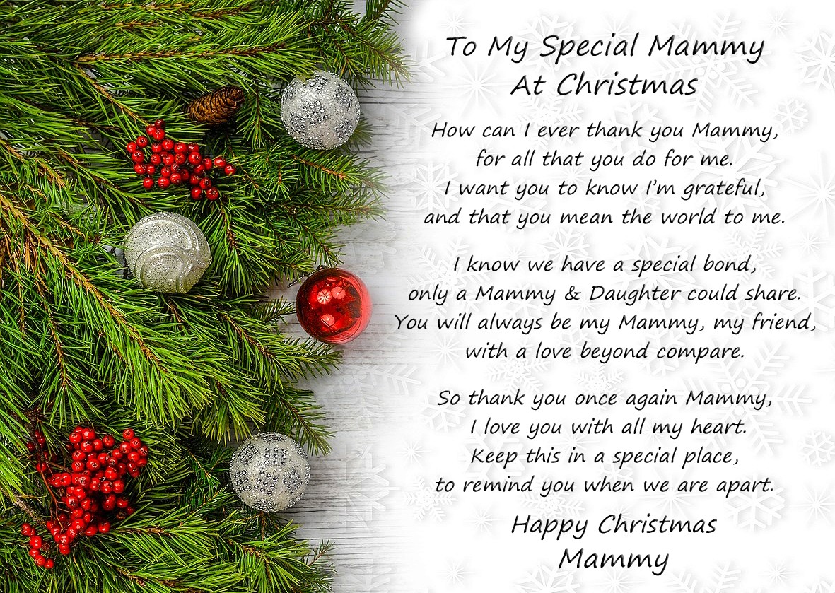 Christmas Verse Poem Greeting Card (Special Mammy, from Daughter, Fir)