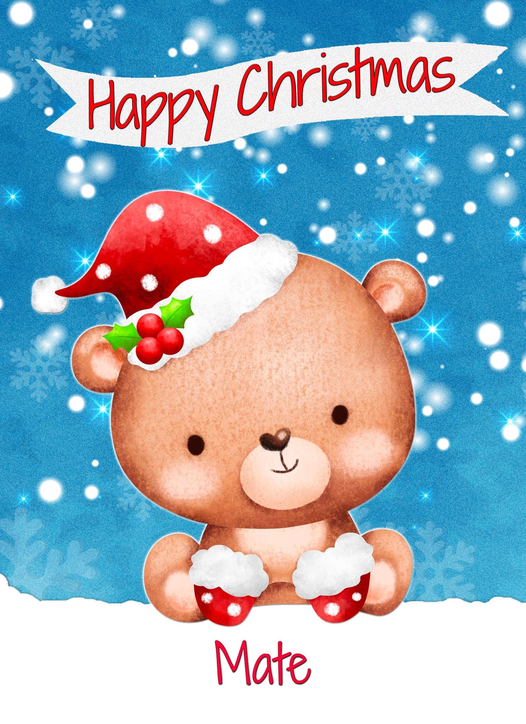 Christmas Card For Mate (Happy Christmas, Bear)