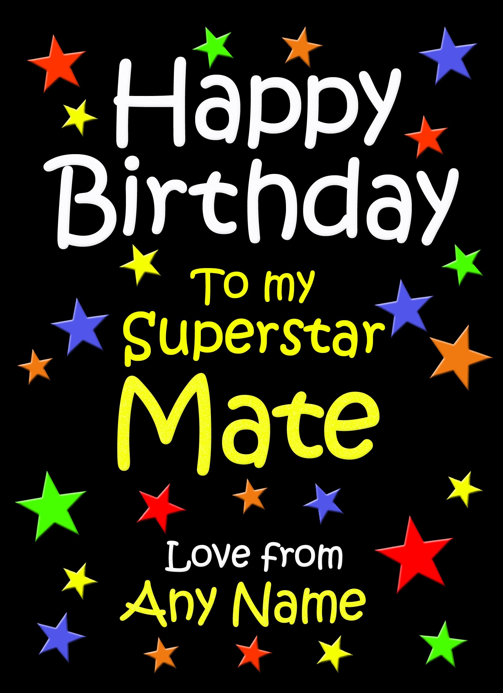 Personalised Mate Birthday Card (Black)