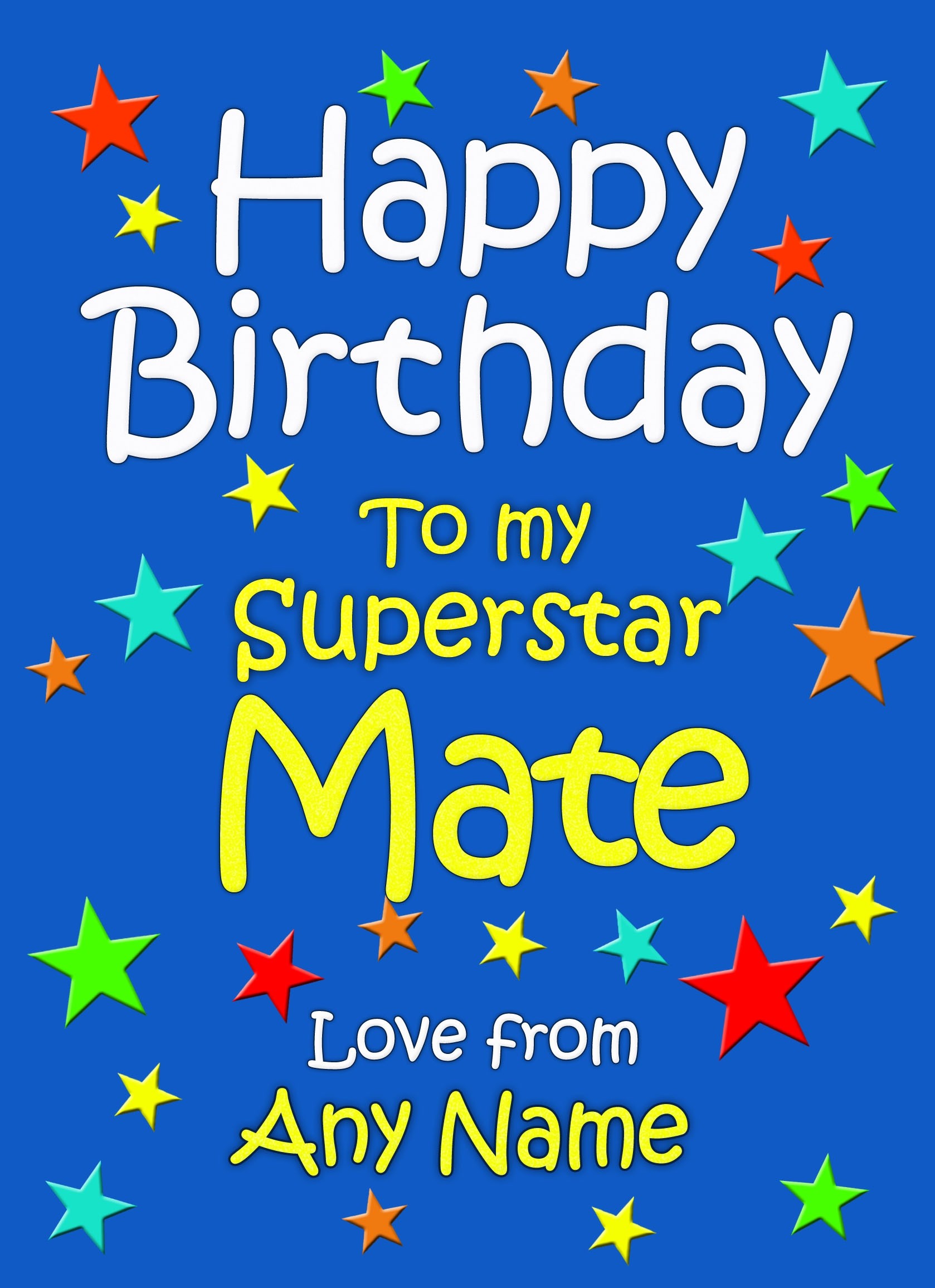Personalised Mate Birthday Card (Blue)