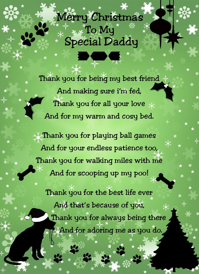 from The Dog Verse Poem Christmas Card (Green, Merry Christmas, Special Daddy)