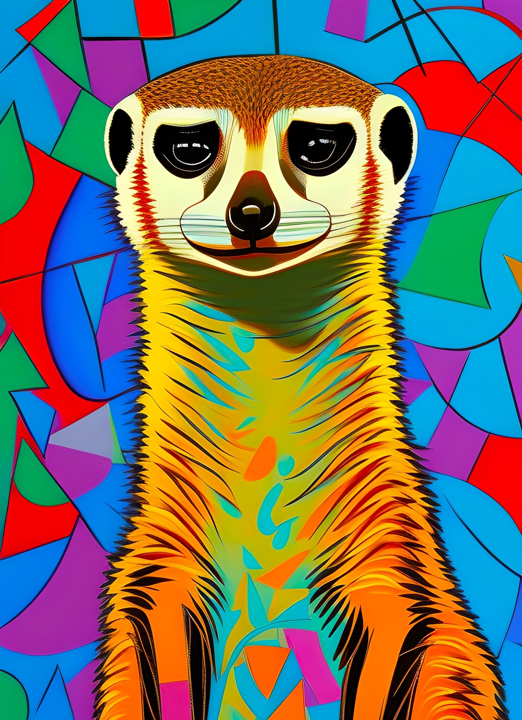 Meerkat Animal Colourful Abstract Art Blank Greeting Card