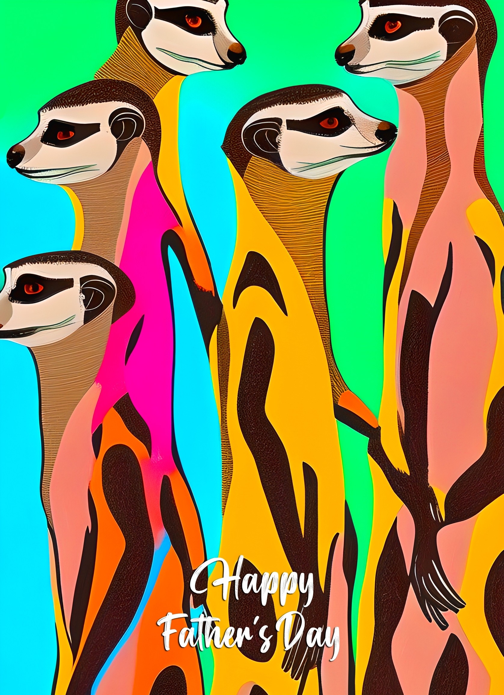 Meerkat Animal Colourful Abstract Art Fathers Day Card