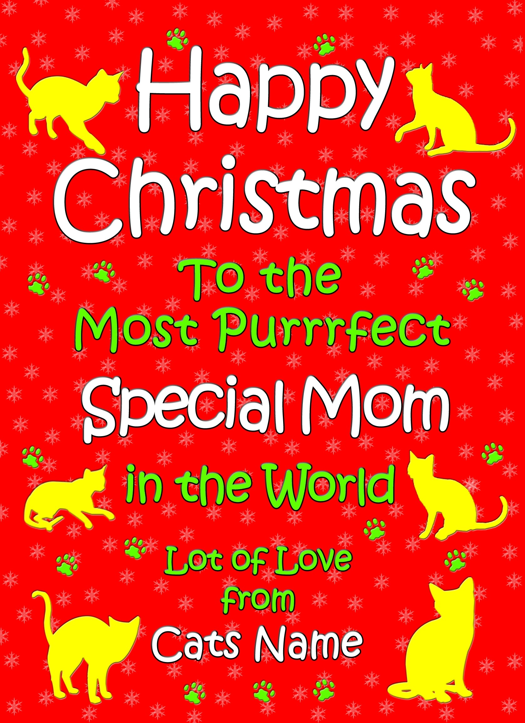 Personalised From The Cat Christmas Card (Special Mom, Red)