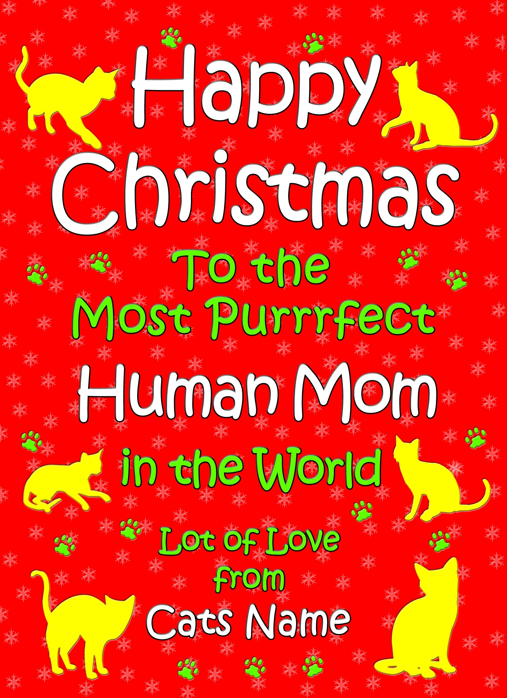 Personalised From The Cat Christmas Card (Human Mom, Red)
