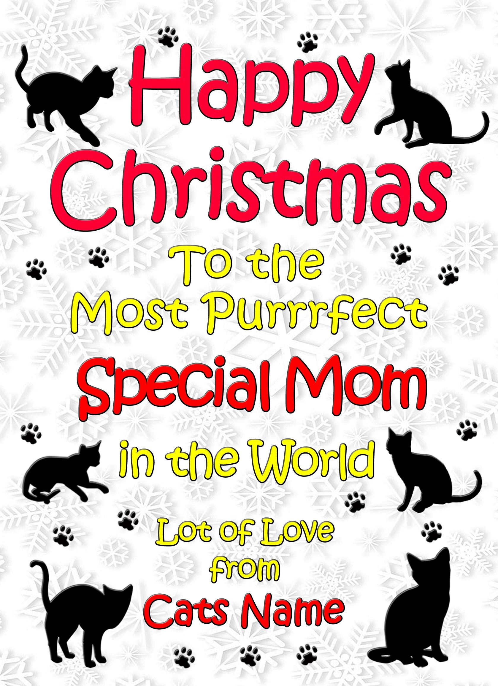 Personalised From The Cat Christmas Card (Special Mom, White)