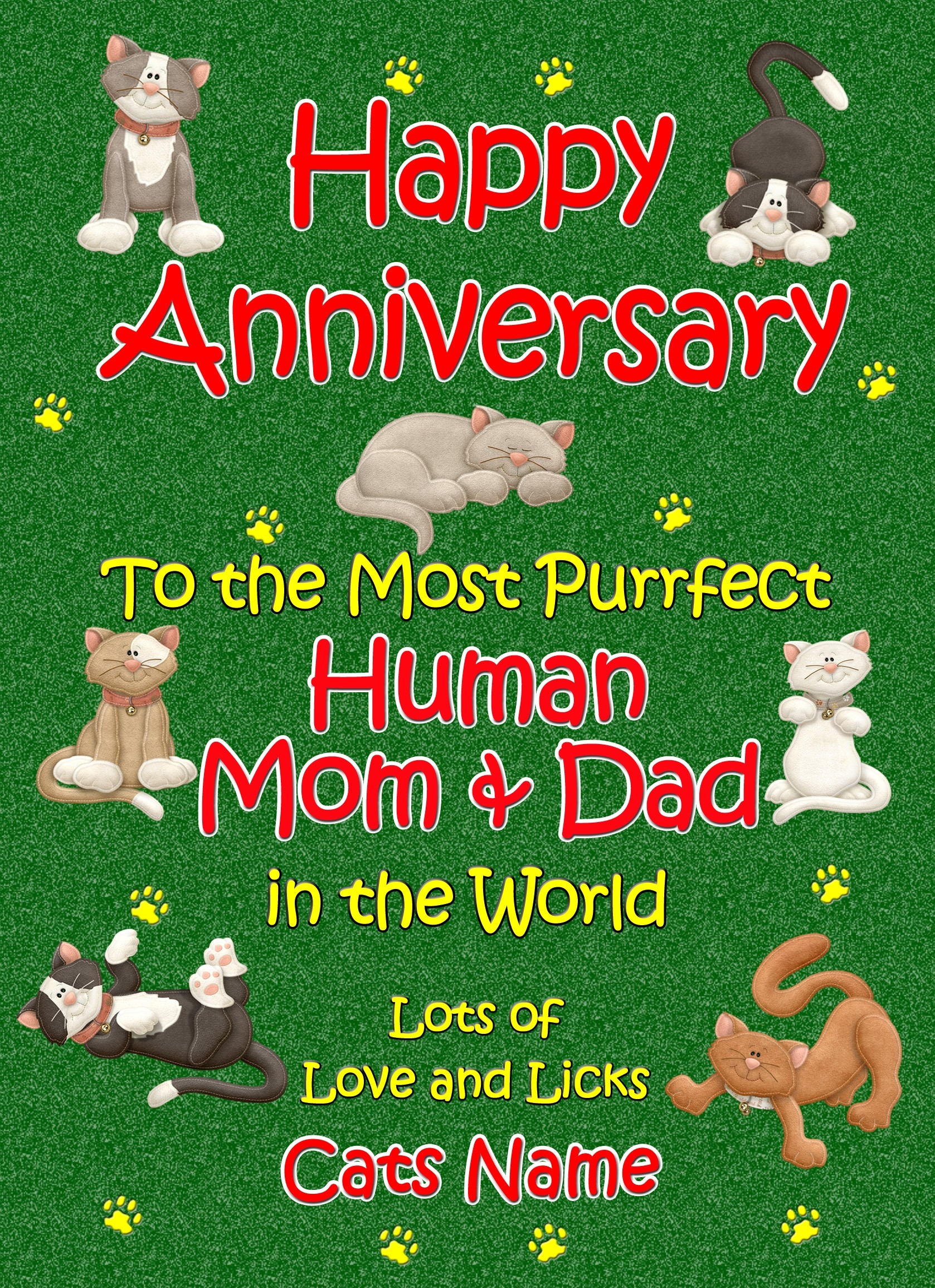 Personalised From The Cat Anniversary Card (Purrfect Mom and Dad)