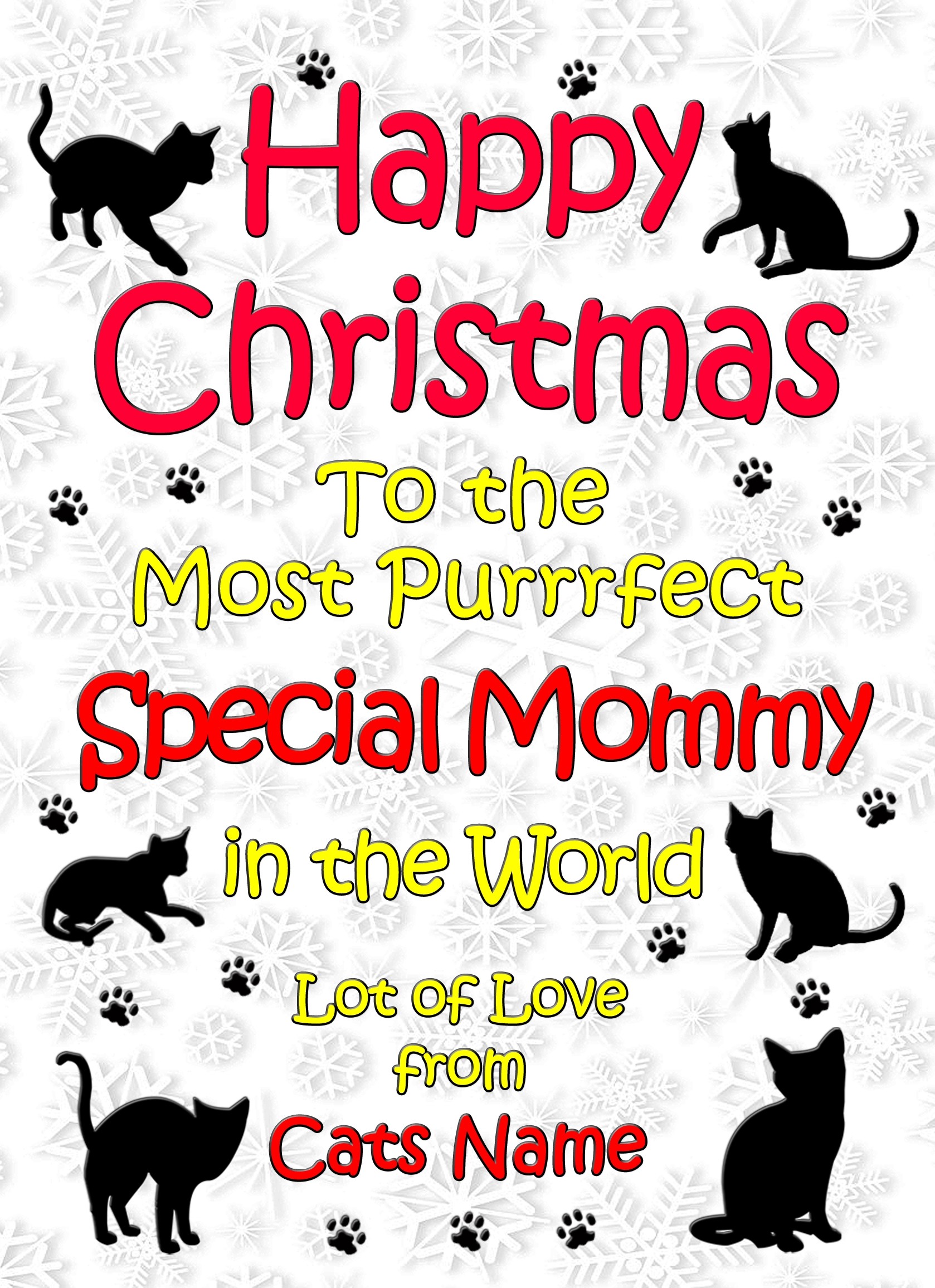 Personalised From The Cat Christmas Card (Special Mommy, White)