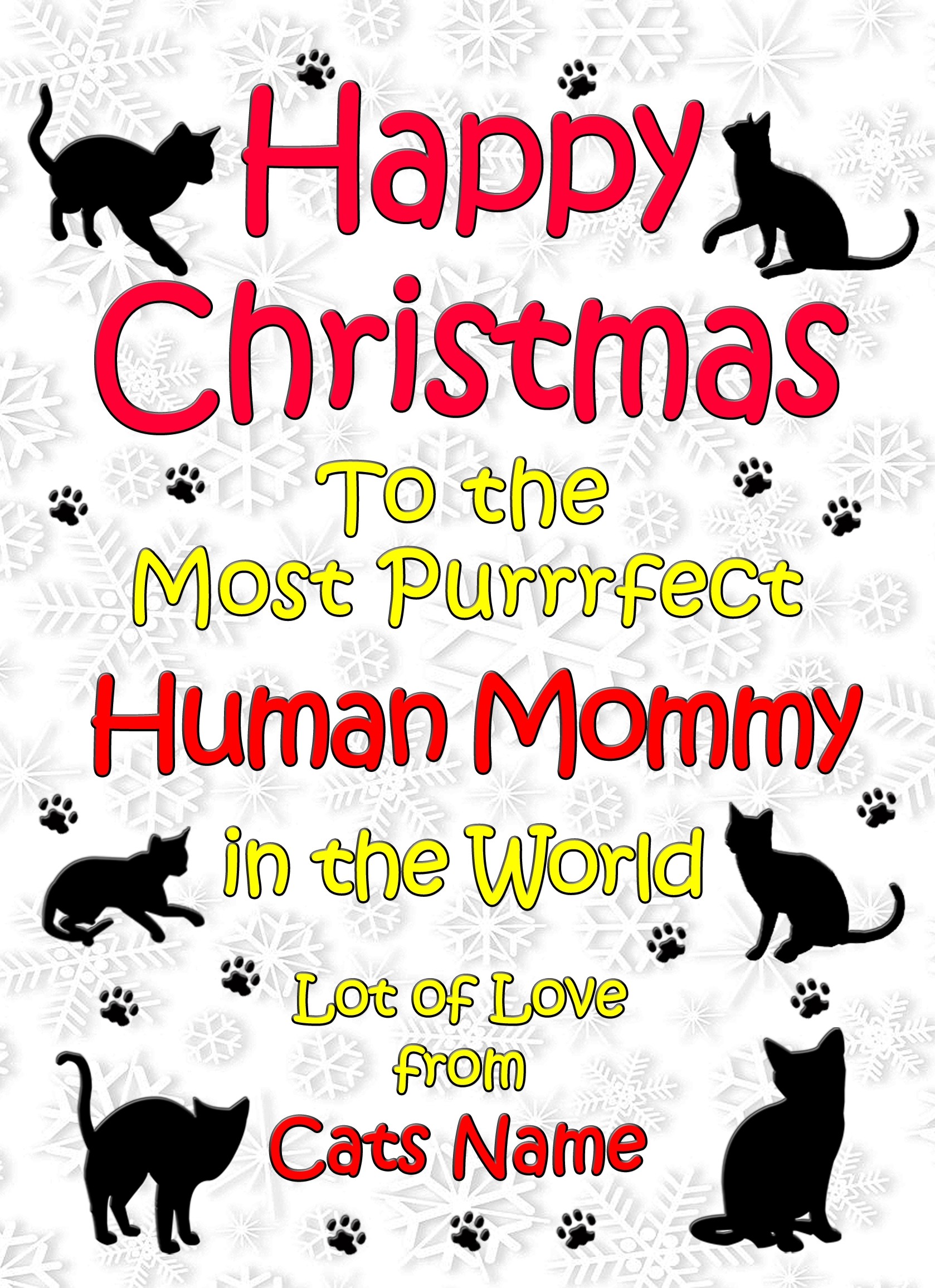 Personalised From The Cat Christmas Card (Human Mommy, White)