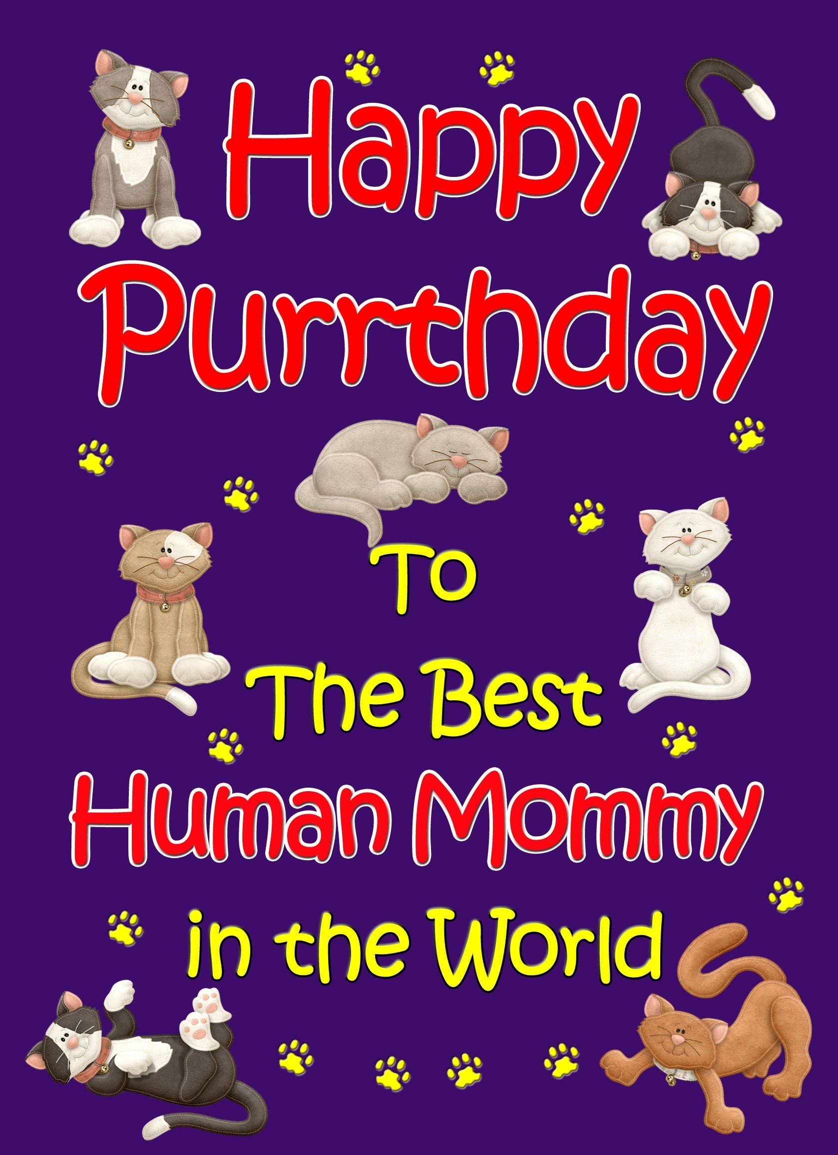 From The Cat Birthday Card (Purple, Human Mommy, Happy Purrthday)