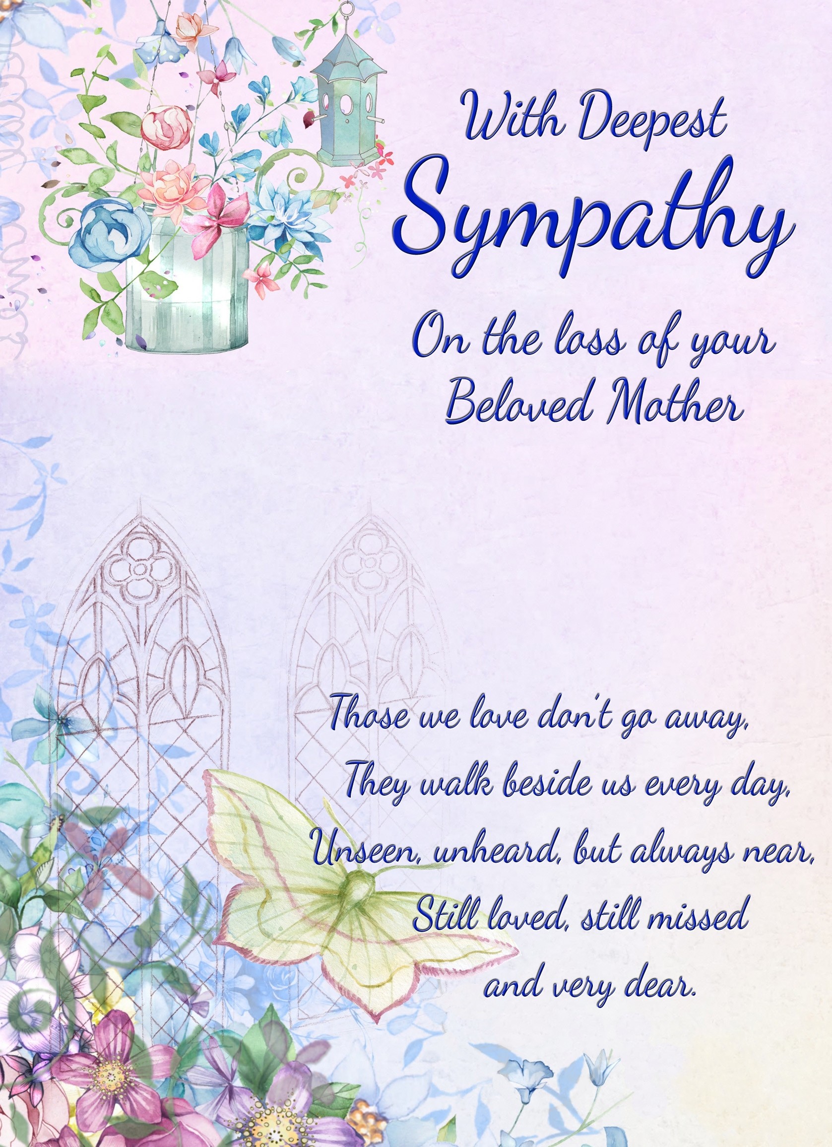Sympathy Bereavement Card (Deepest Sympathy, Beloved Mother)