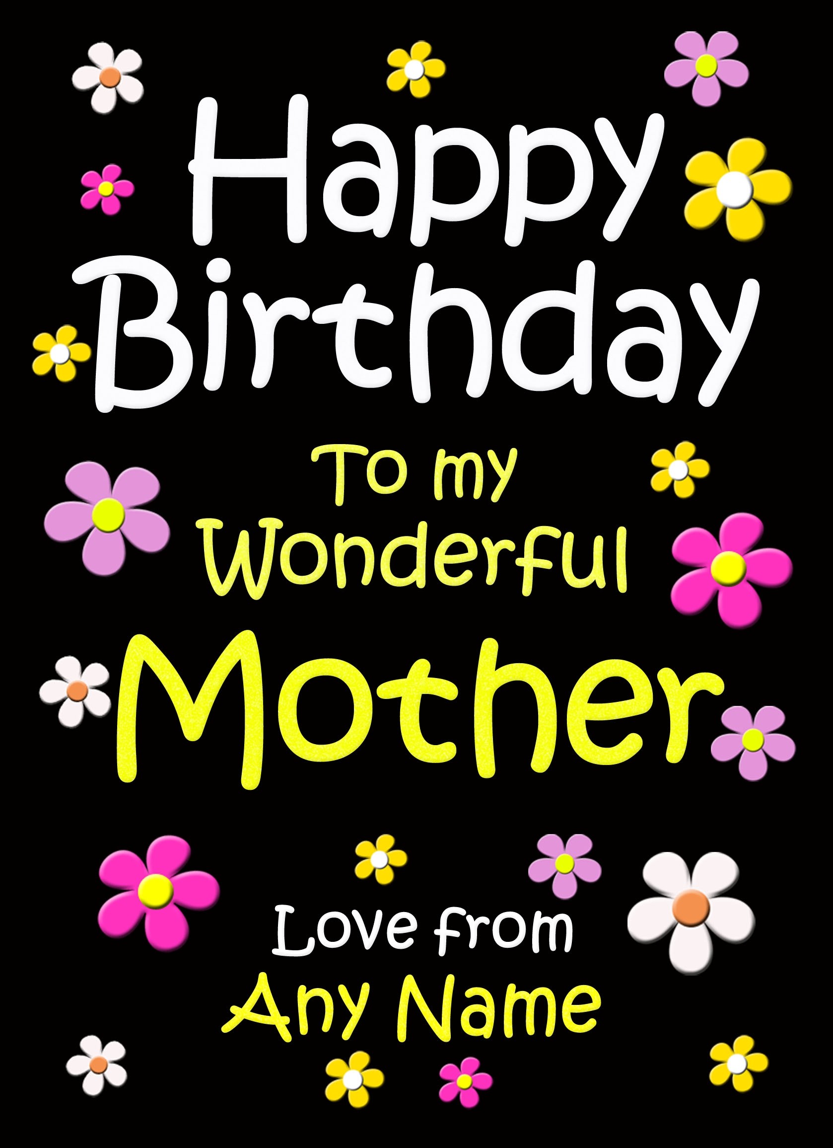 Personalised Mother Birthday Card (Black)
