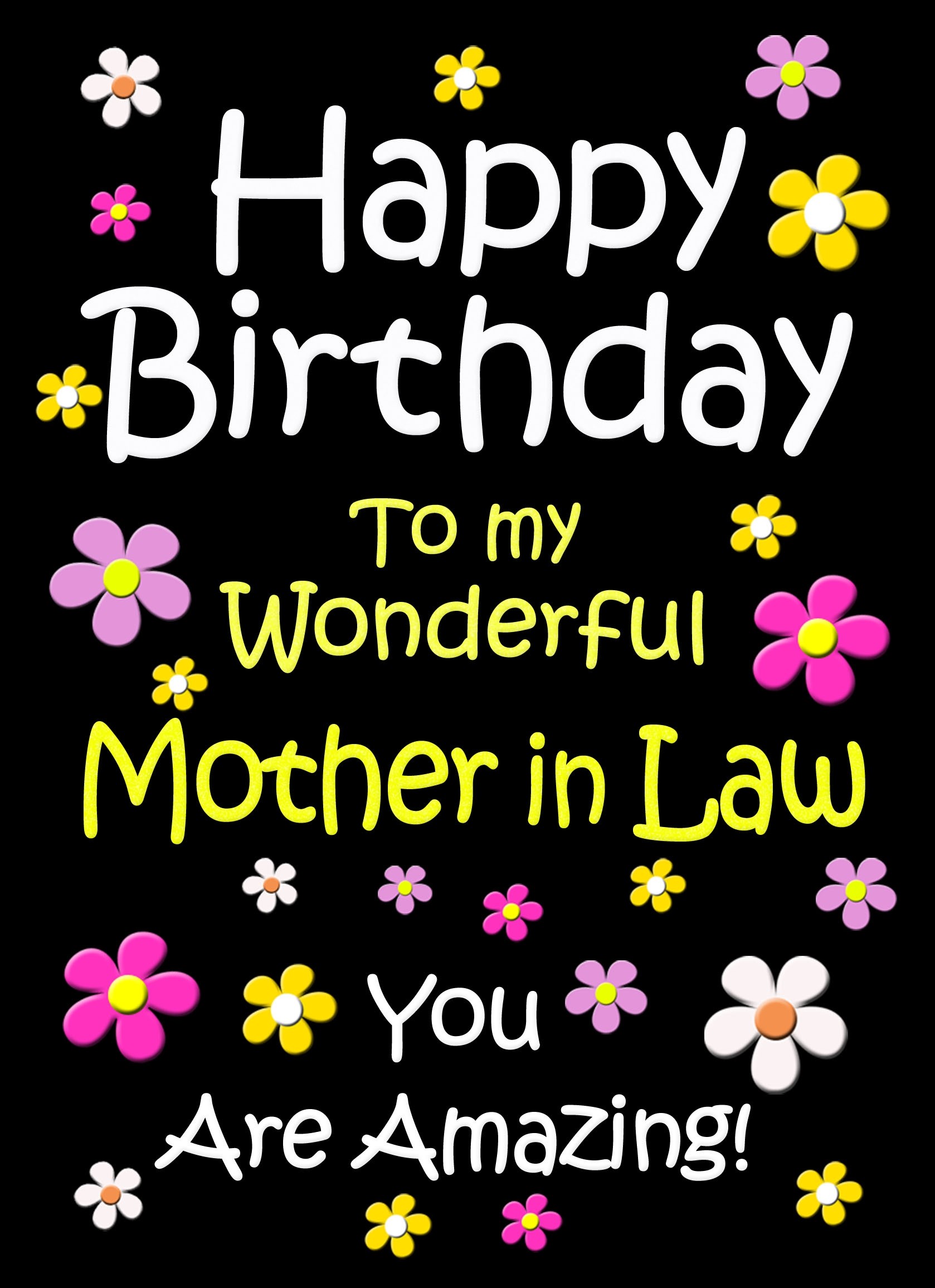 Mother in Law Birthday Card (Black)