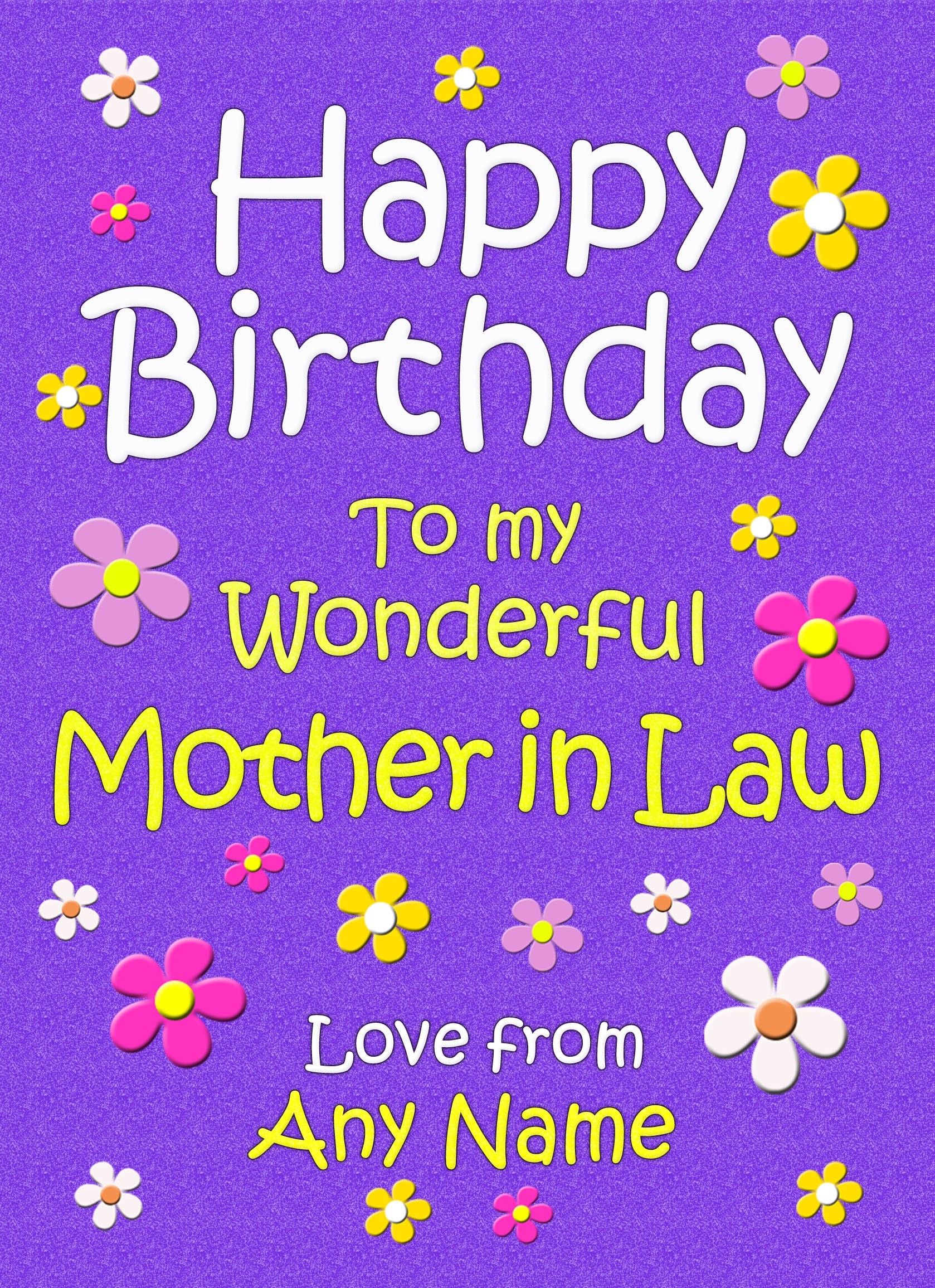Personalised Mother in Law Birthday Card (Purple)