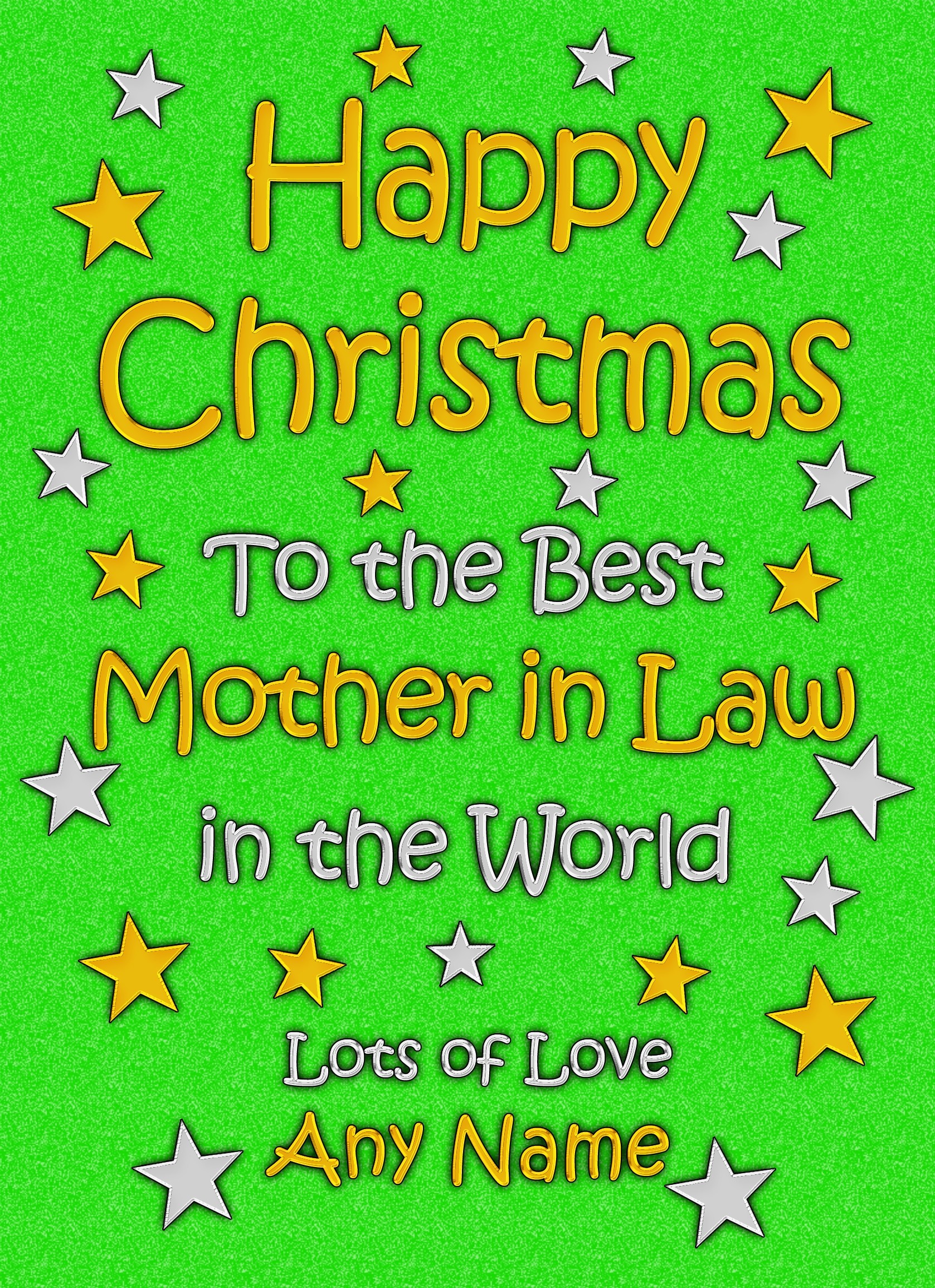 Personalised Mother in Law Christmas Card (Green)