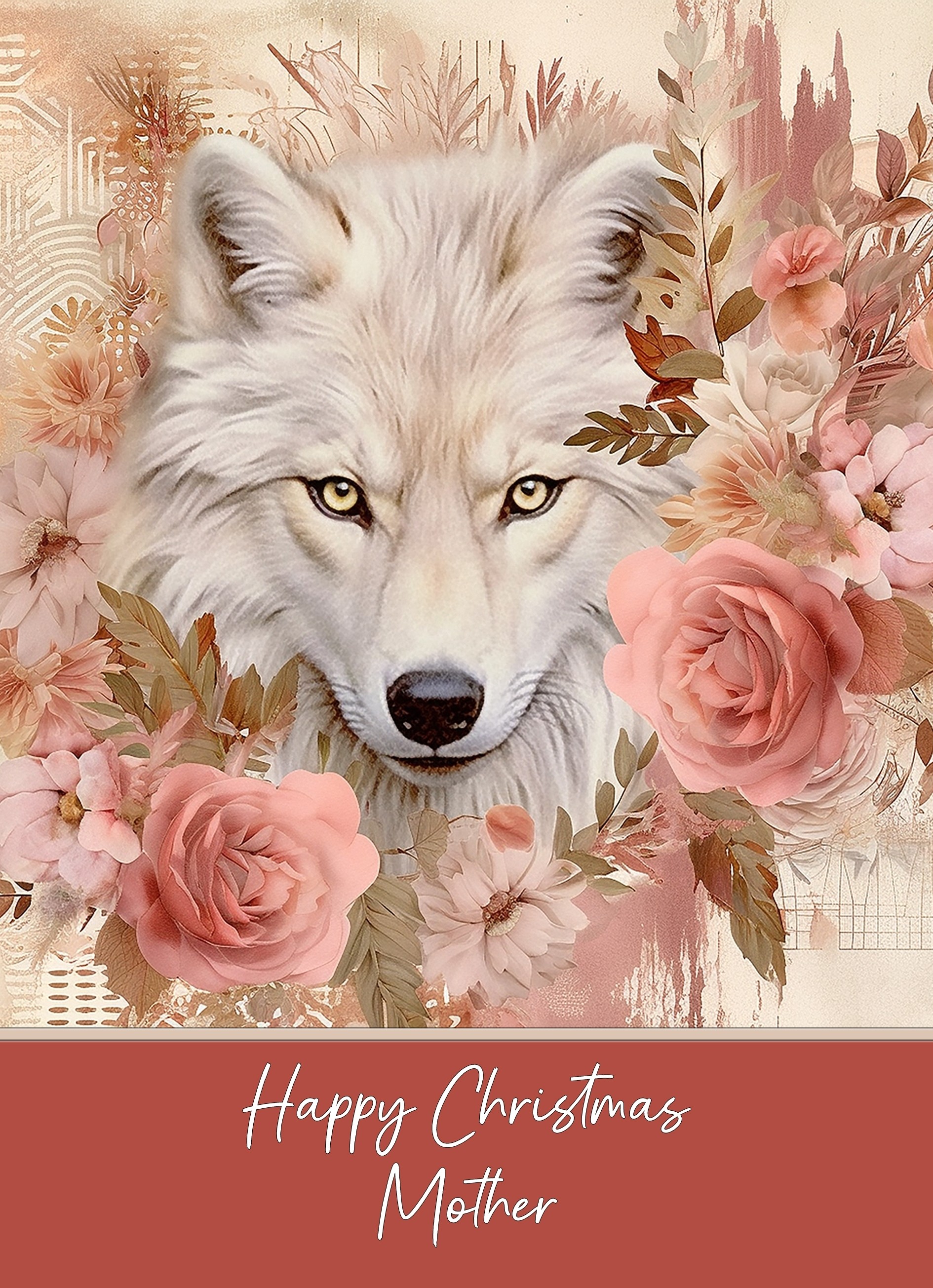 Christmas Card For Mother (Wolf Art, Design 1)