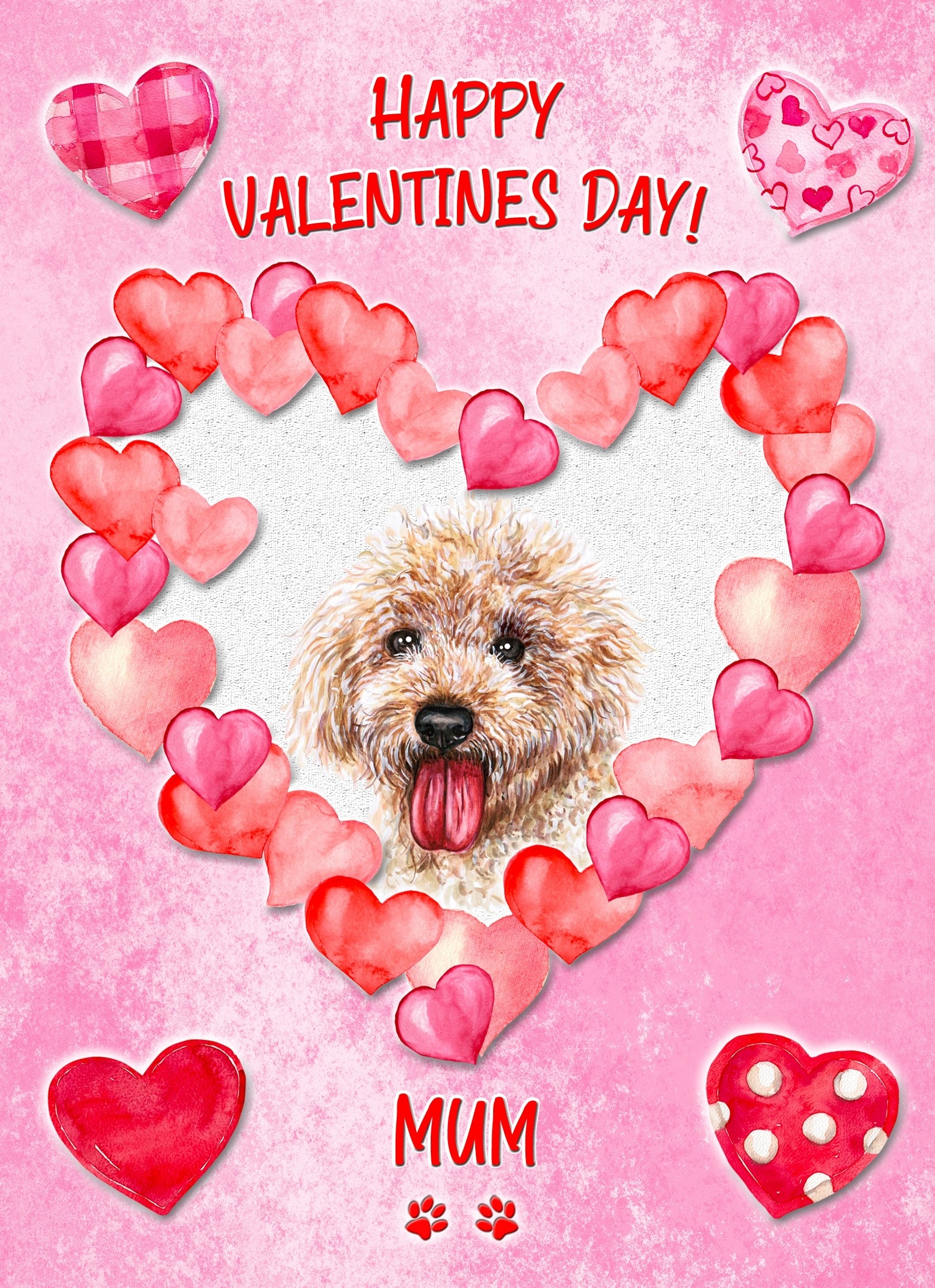 Cockapoo Dog Valentines Day Card (Happy Valentines, Mum)