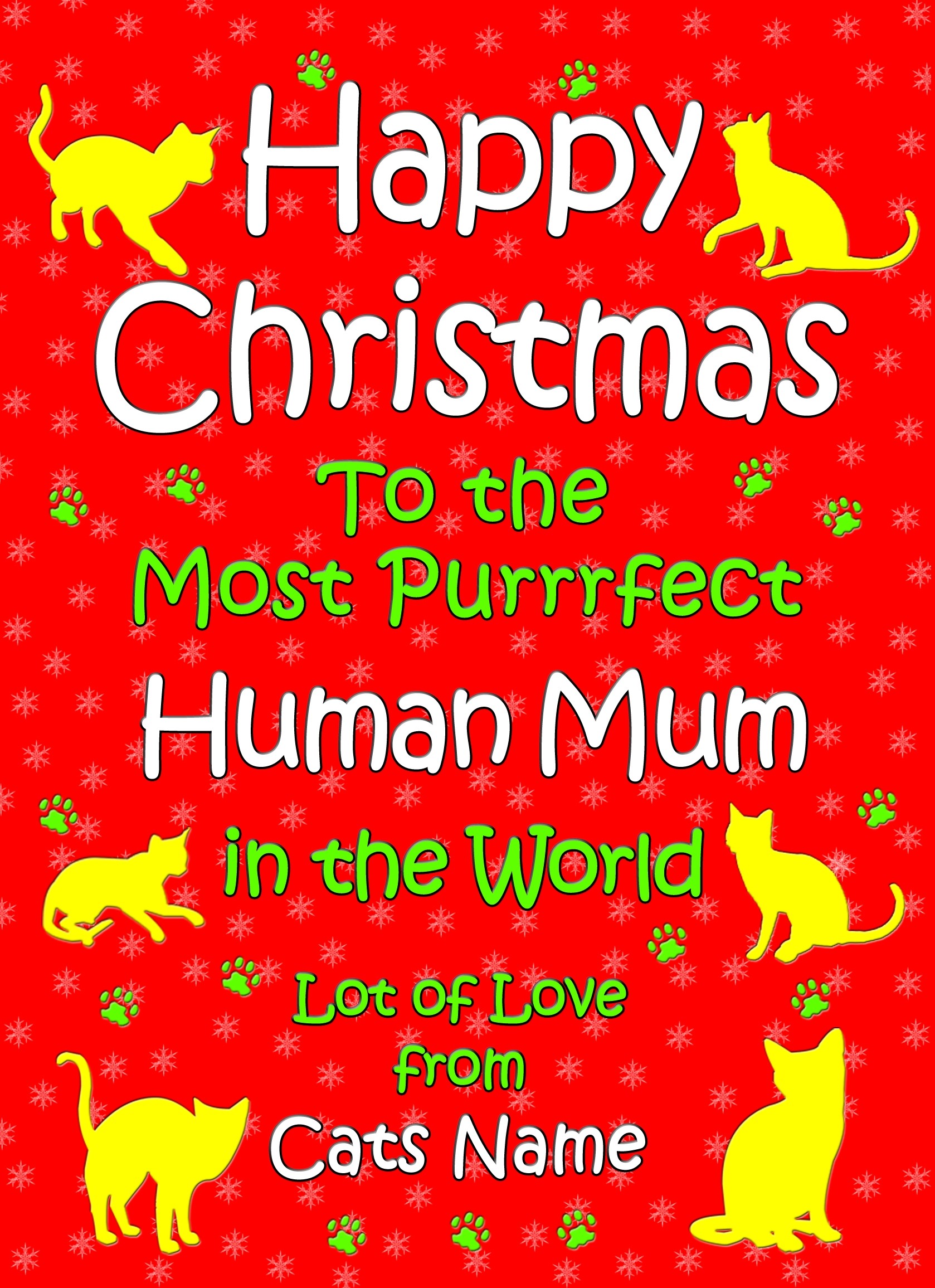 Personalised From The Cat Christmas Card (Human Mum, Red)